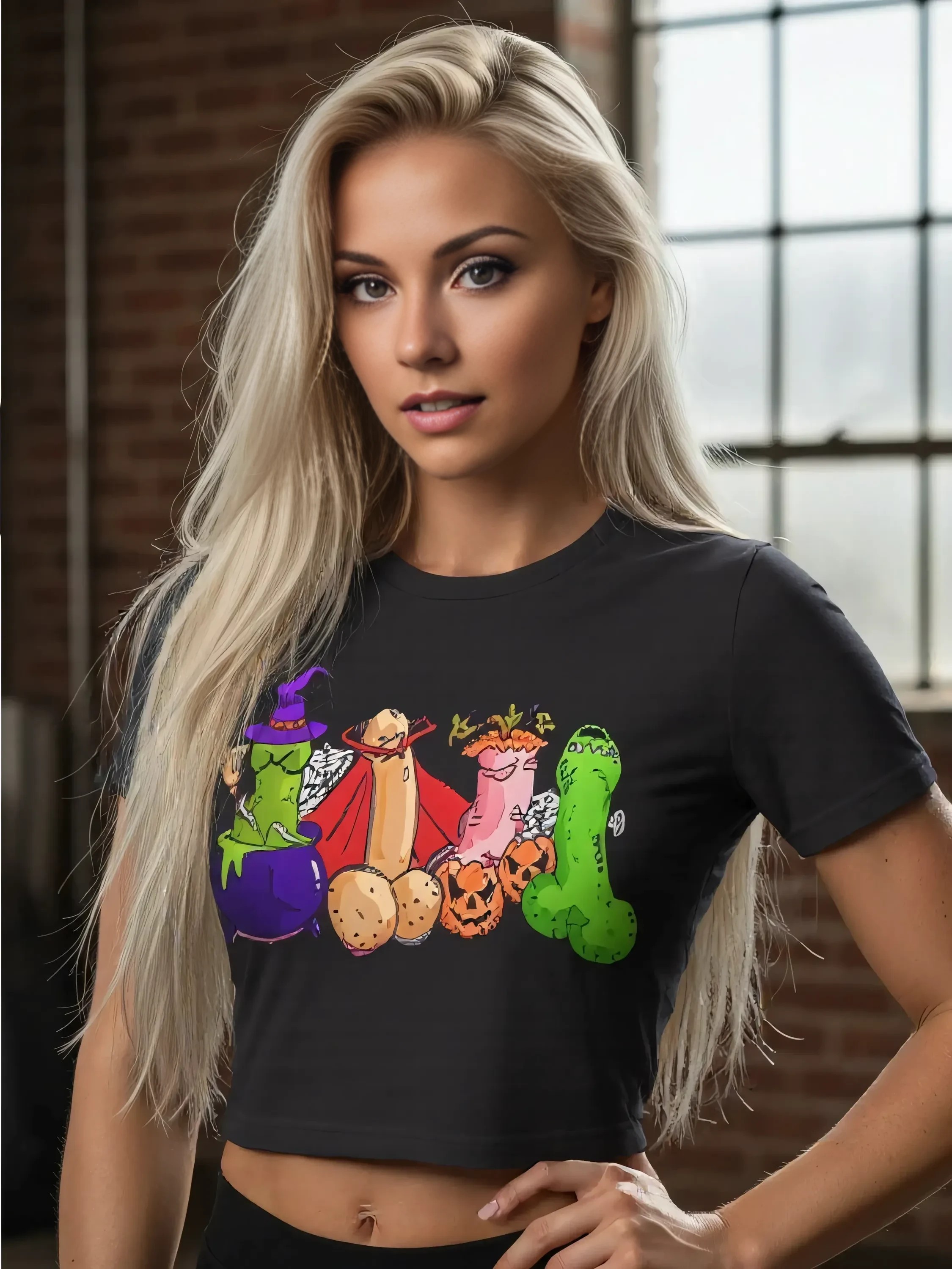 Halloween Monsters Graphic T-Shirt — Cute Adult Spooky Costume Characters