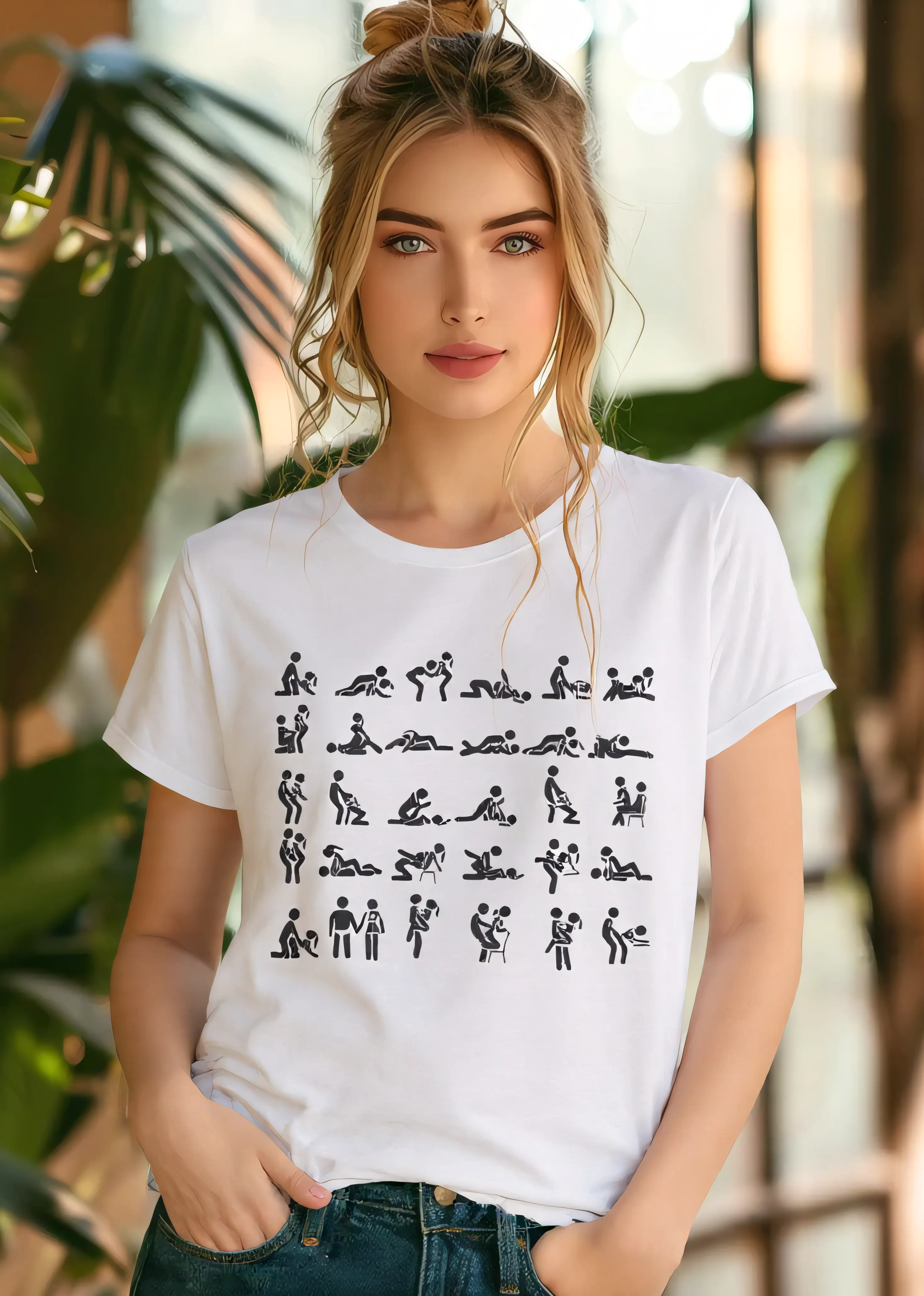Kama Sutra Pictogram T‑Shirt — Vintage Sex Position Illustration Tee