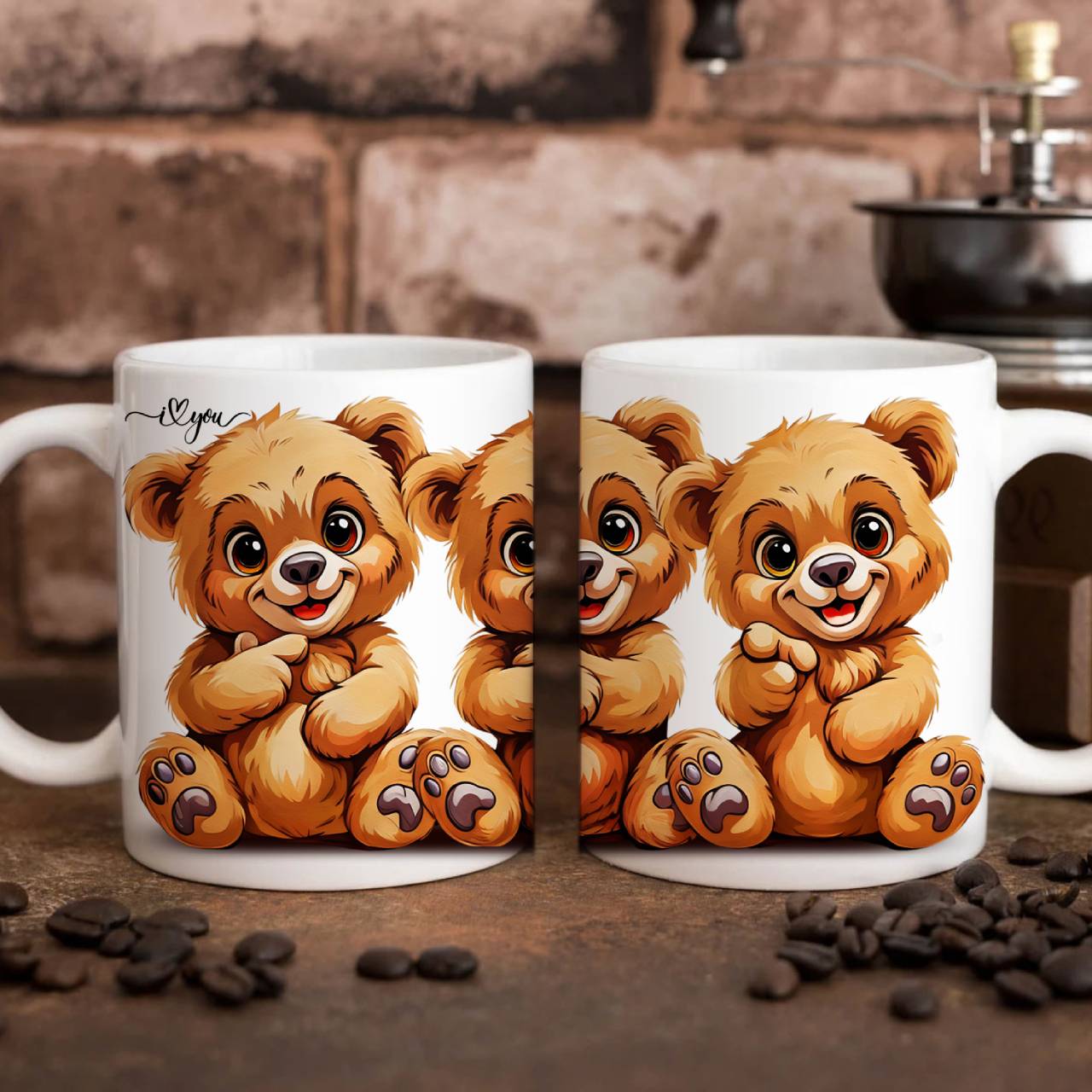 ASL I Love You Teddy Bears Ceramic Mug — Cute Cartoon Bear Coffee Cup (11oz/15oz) product thumbnail image ASL I Love You Teddy Bears Ceramic Mug — Cute Cartoon Bear Coffee Cup (11oz/15oz) product thumbnail image
