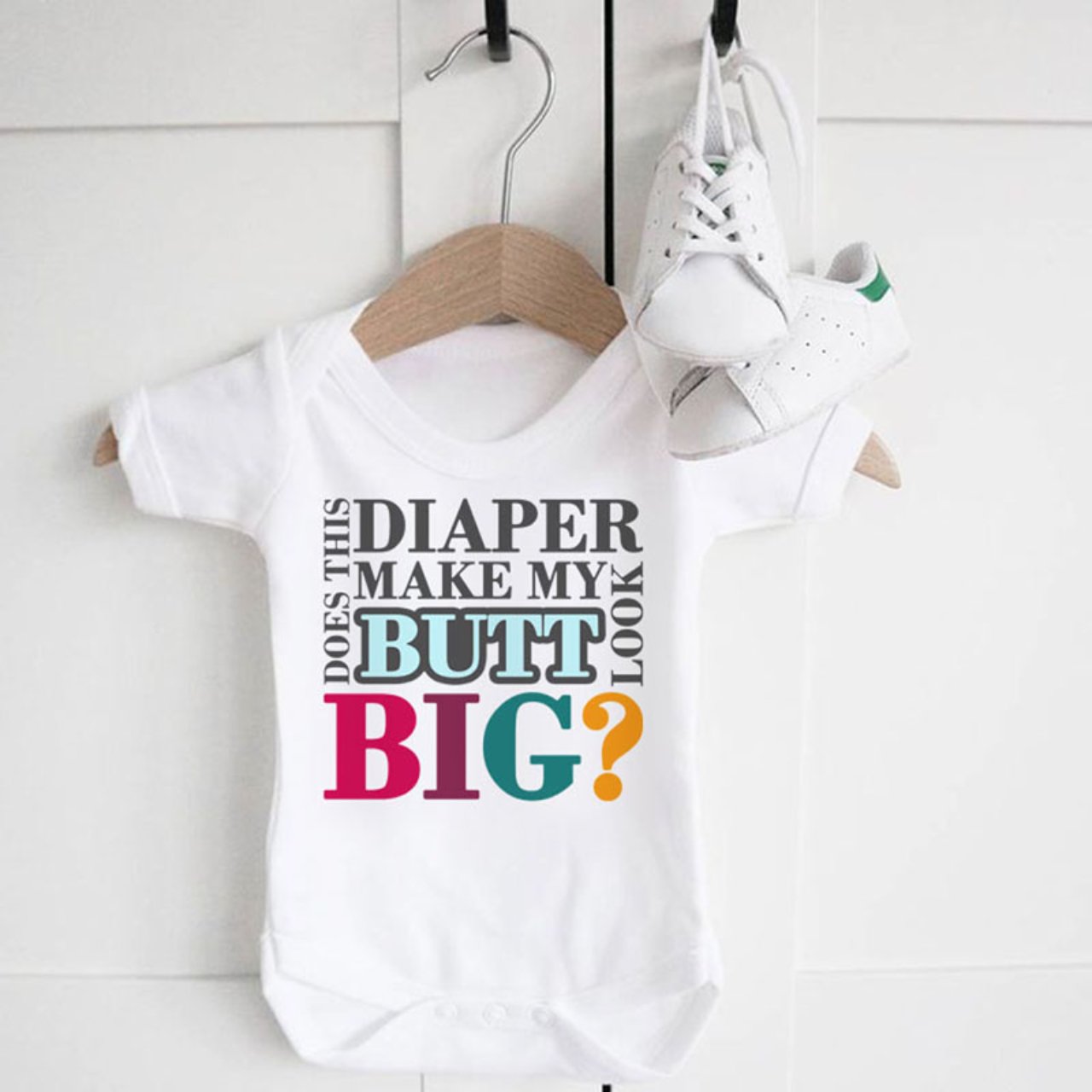 Funny Infant Bodysuit — "Does This Diaper Make My Butt Look Big?" Baby Onesie product thumbnail image