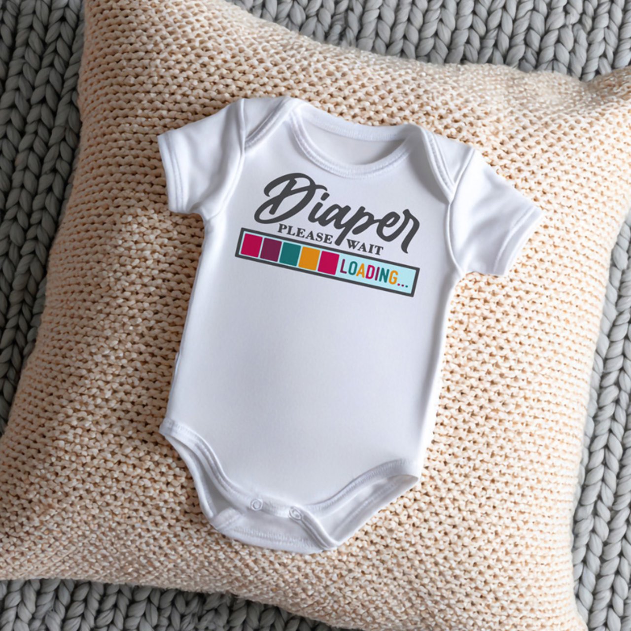 Infant Bodysuit - "Diaper Changing, Please Wait... Loading" Cute Baby Onesie product thumbnail image Infant Bodysuit - "Diaper Changing, Please Wait... Loading" Cute Baby Onesie product thumbnail image