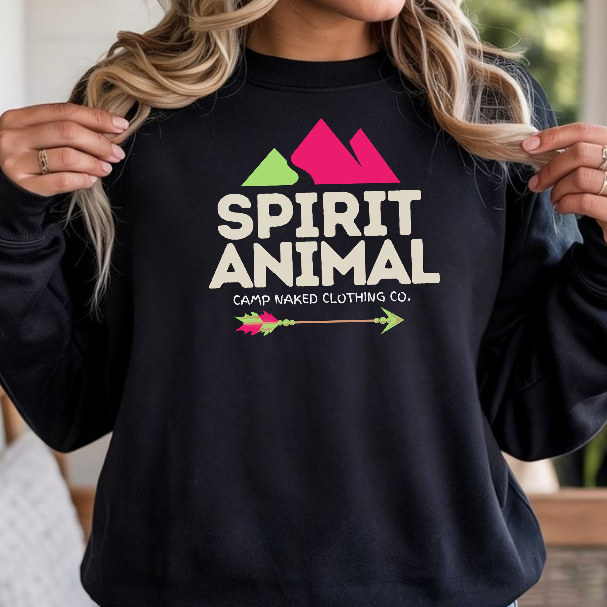 Camp Naked Clothing | Woman's Create Your Own "Spirit Animal" Mountain Graphic Crewneck.