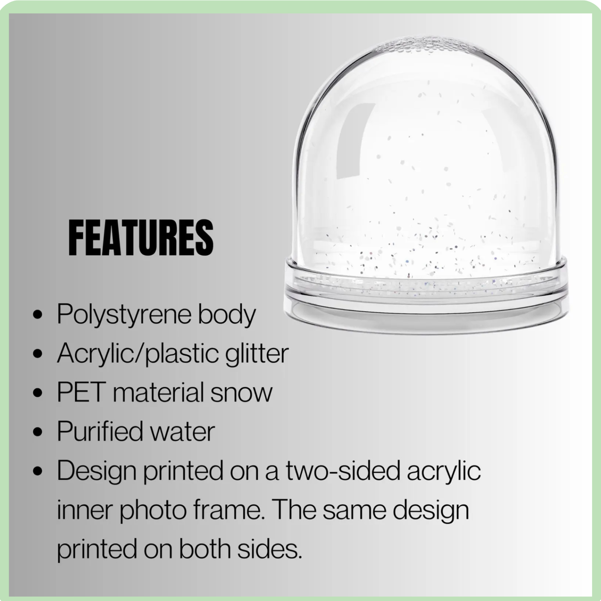 Custom Photo Snow Globe, Personalized Family Gift, Double-Sided Picture Text, Beach Keepsake, Holiday Gift, Memory Display Decor product thumbnail image Custom Photo Snow Globe, Personalized Family Gift, Double-Sided Picture Text, Beach Keepsake, Holiday Gift, Memory Display Decor product thumbnail image
