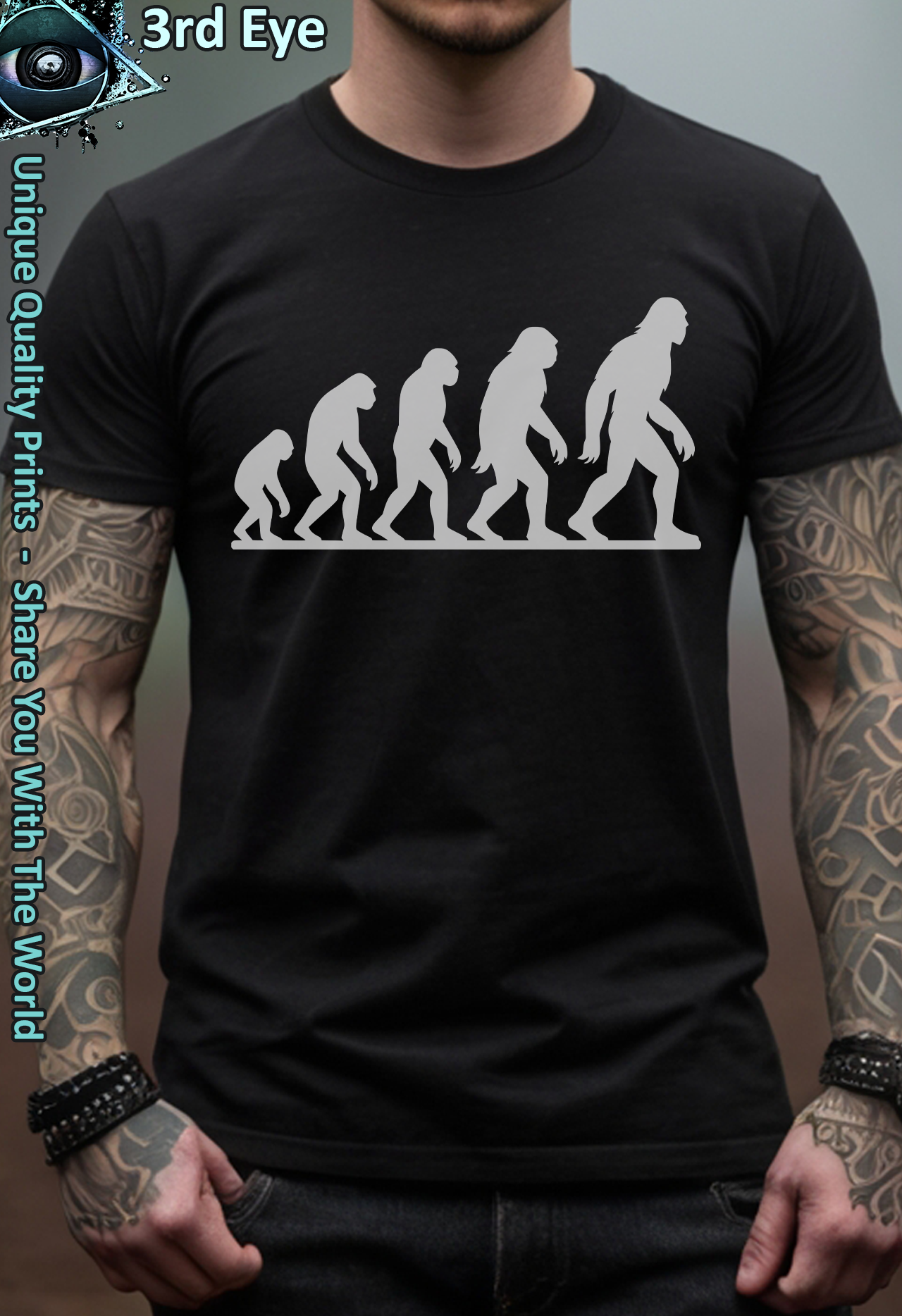 Retro Bigfoot Evolution March of Progress Classic Graphic