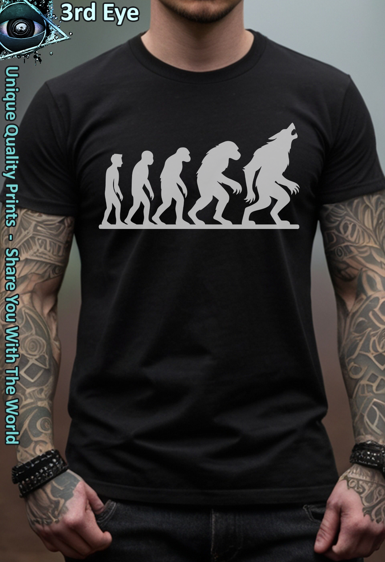 Retro Werewolf Evolution March of Progress Classic Design