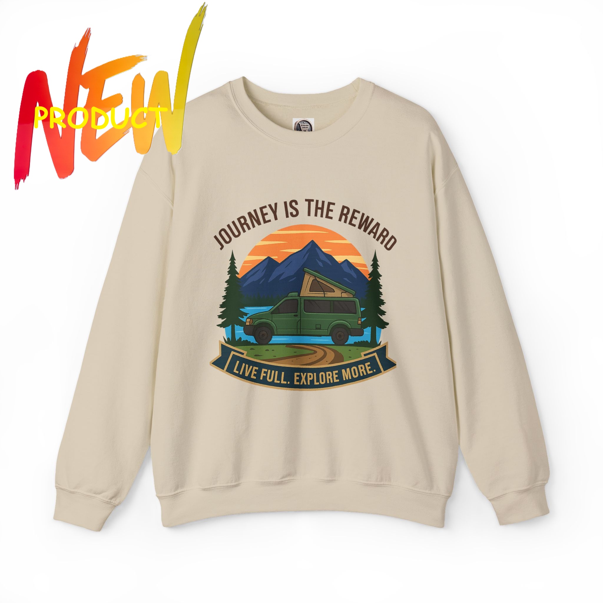 Crewneck Sweatshirt – "Journey Is The Reward" Adventure Camper Crewneck Crewneck Sweatshirt – "Journey Is The Reward" Adventure Camper Crewneck