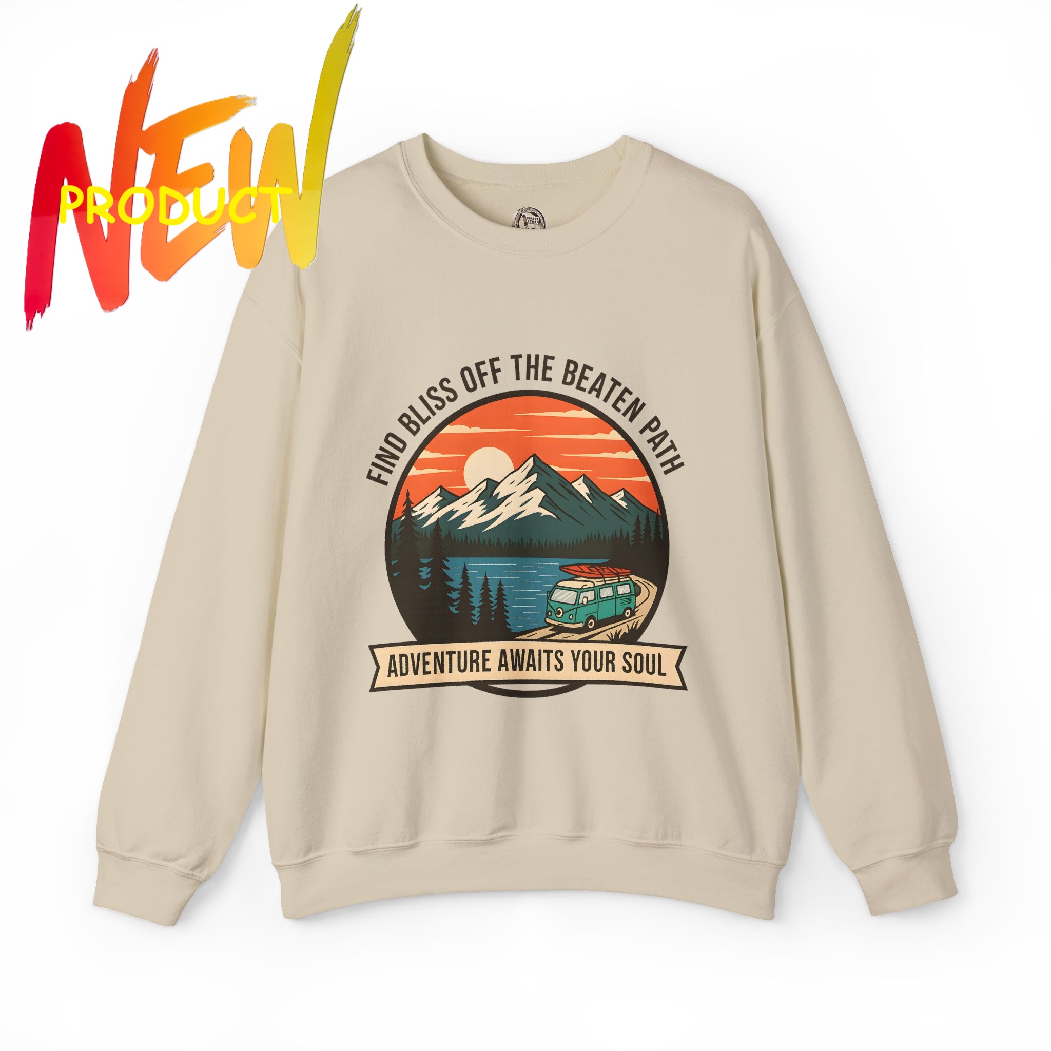 Crewneck Sweatshirt — "Adventure Awaits Your Soul" Mountain Van Design product thumbnail image
