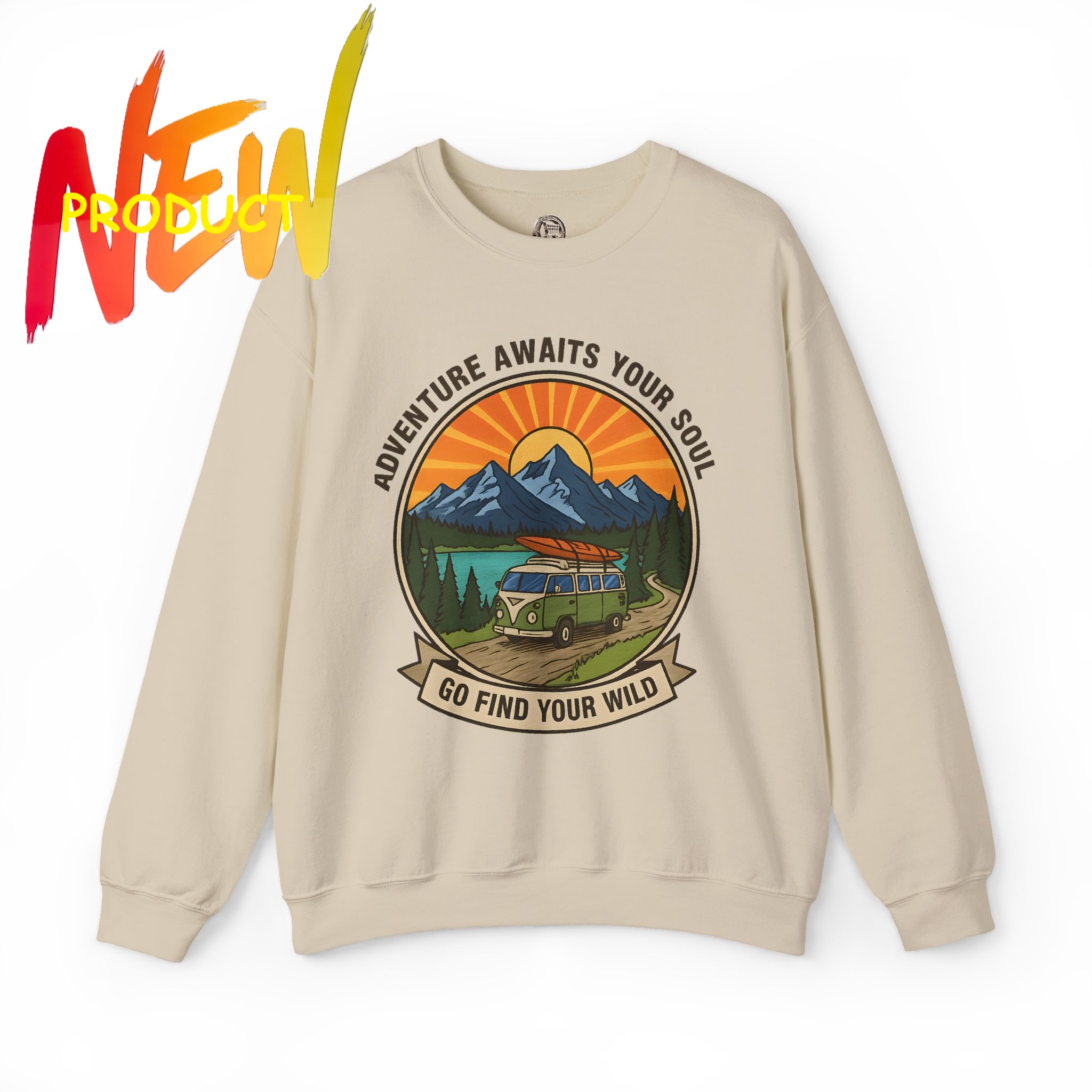 Crewneck Sweatshirt — "Go Find Your Wild" Camper Graphic Crewneck Sweatshirt — "Go Find Your Wild" Camper Graphic