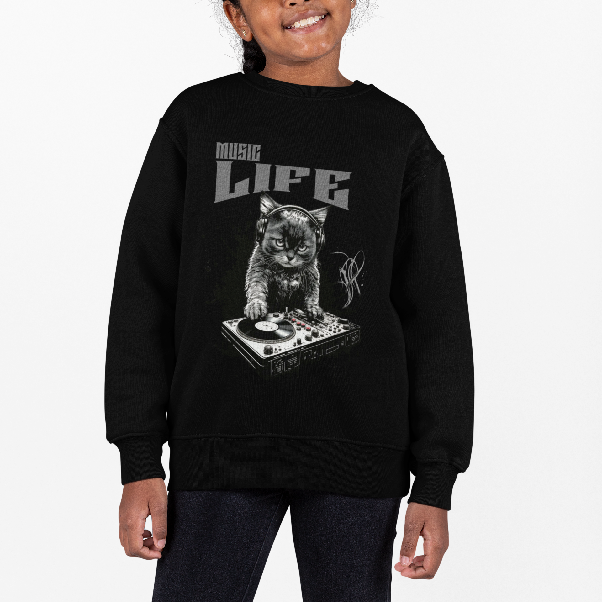 Music Life Youth Crewneck Sweatshirt — Music Lover Graphic Sweatshirt product thumbnail image