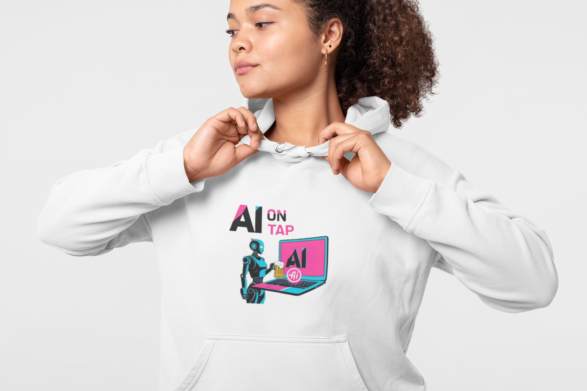 AI On Tap Neon| Human In The Loop — Premium Streetwear Tech Hoodie product thumbnail image