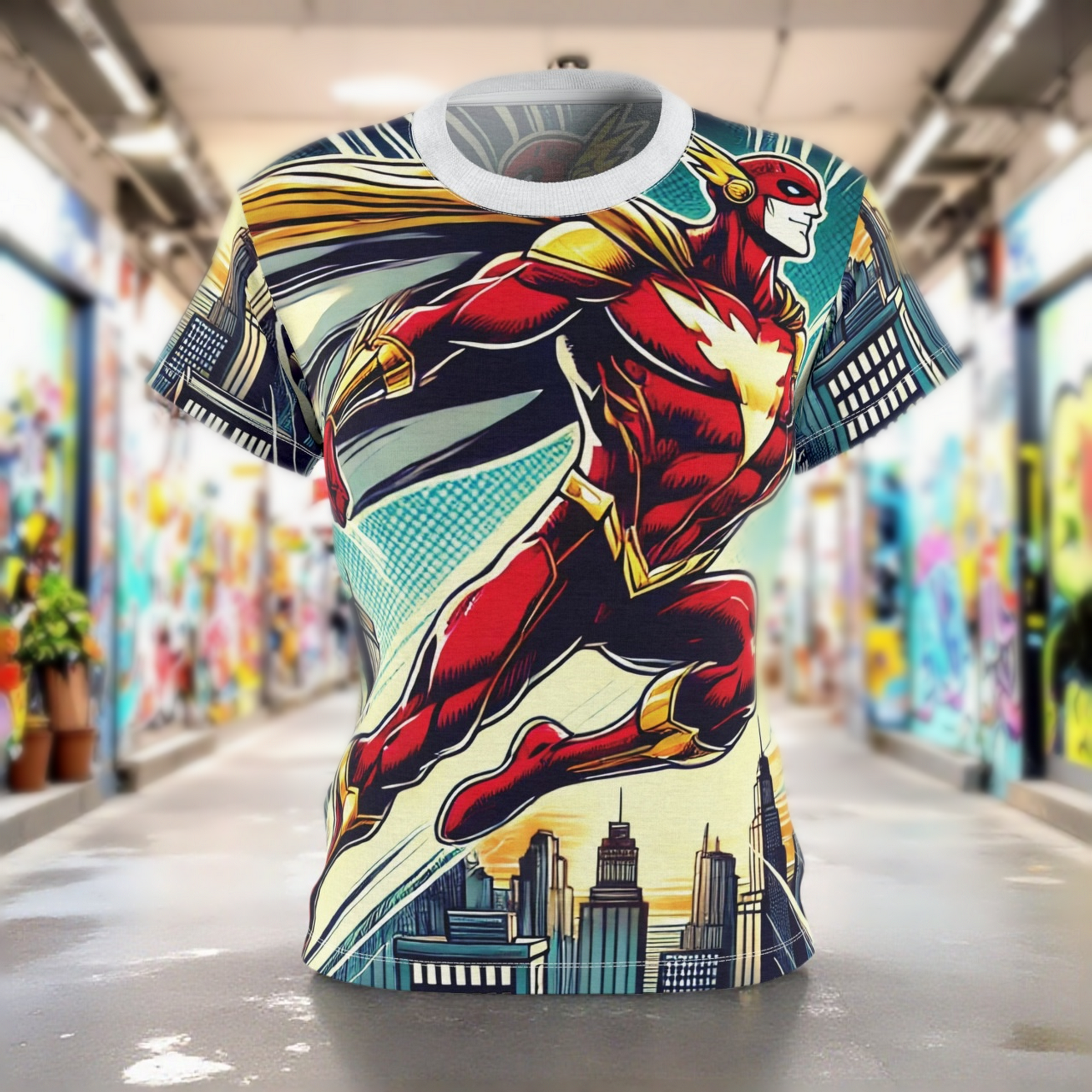 Unisex Action Hero All-Over Print Tshirt - Lightweight Polyester