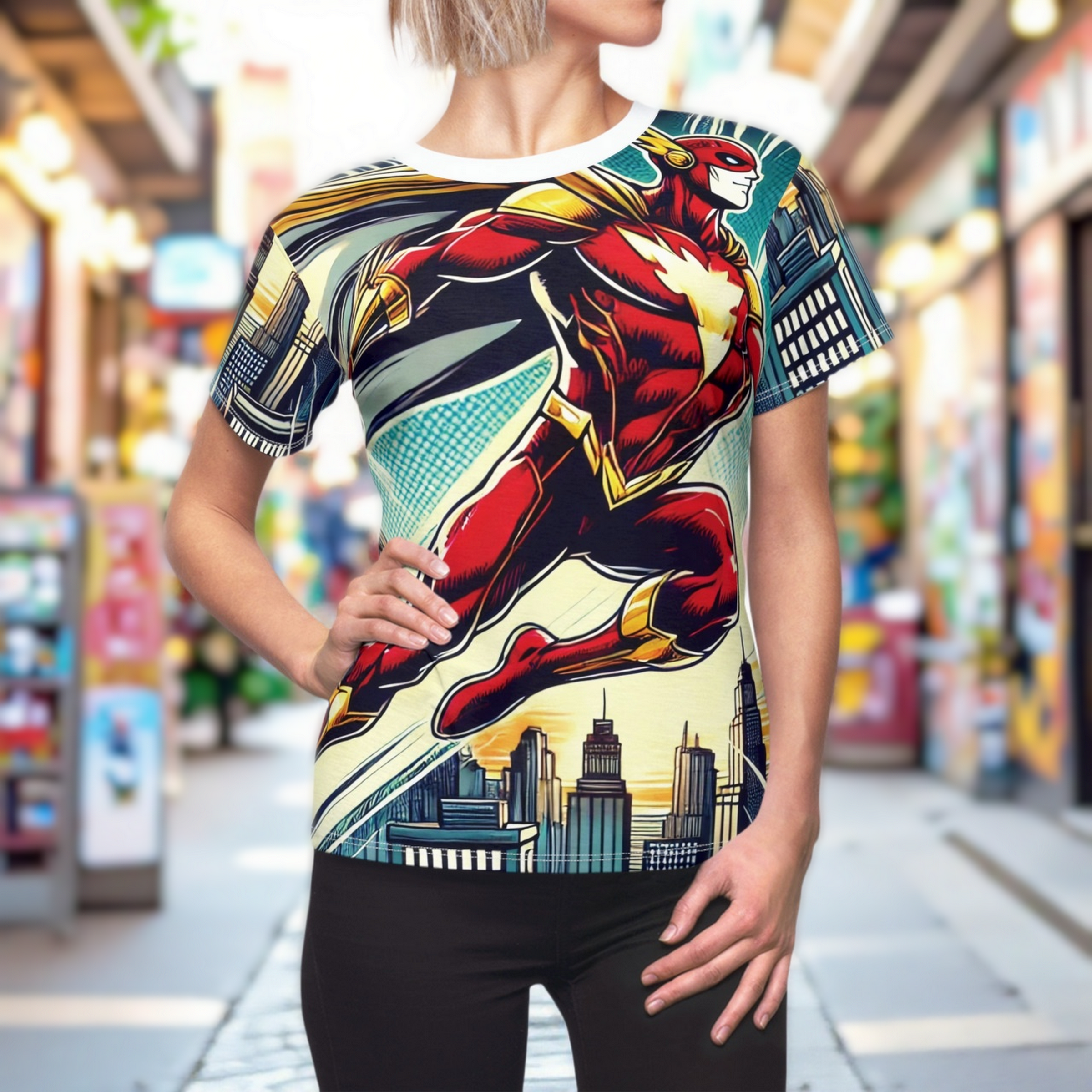 Unisex Action Hero All-Over Print Tshirt - Lightweight Polyester product thumbnail image Unisex Action Hero All-Over Print Tshirt - Lightweight Polyester product thumbnail image