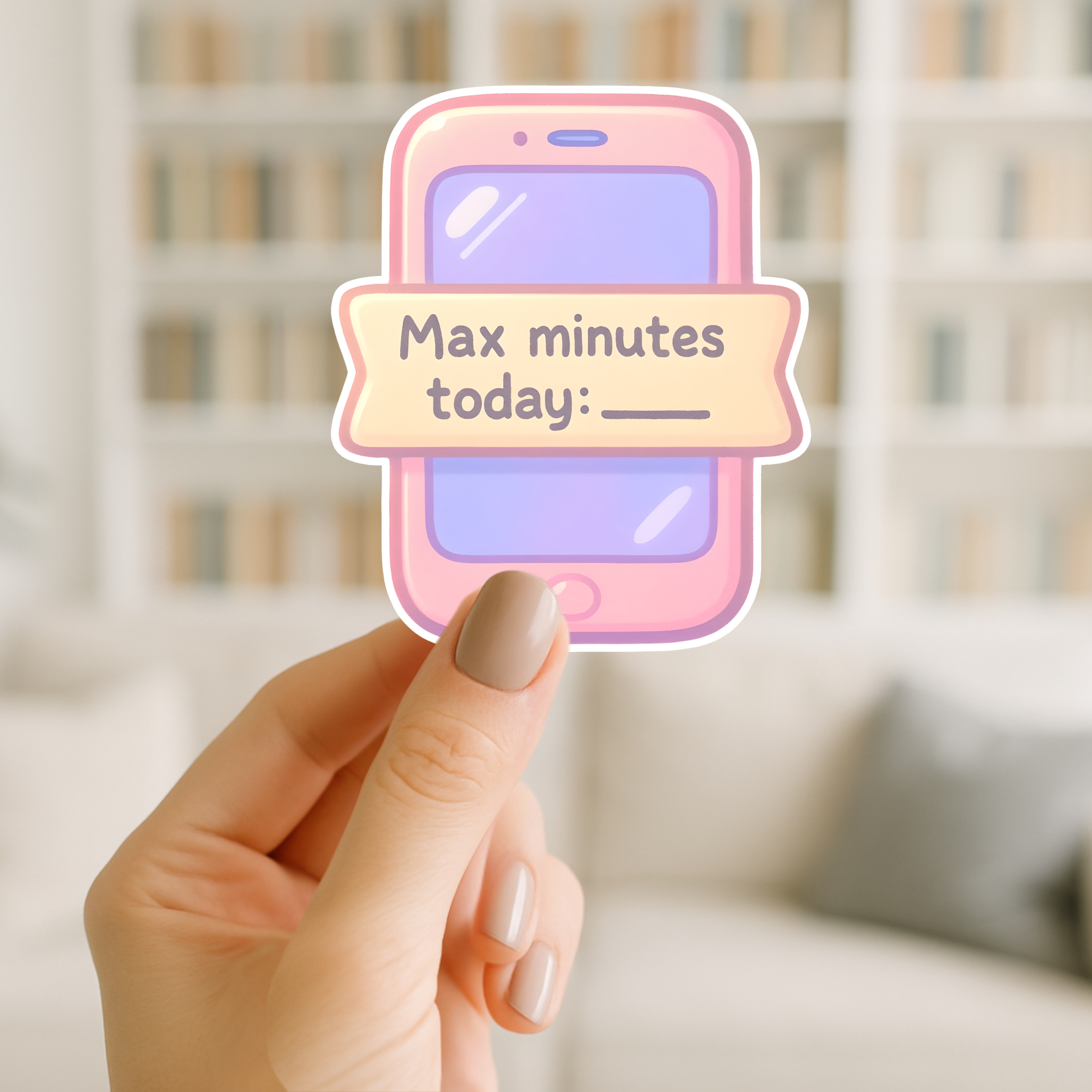 Phone Screen Time Limit Sticker Max minutes today Pastel Planner Decal for Parents &amp; Students