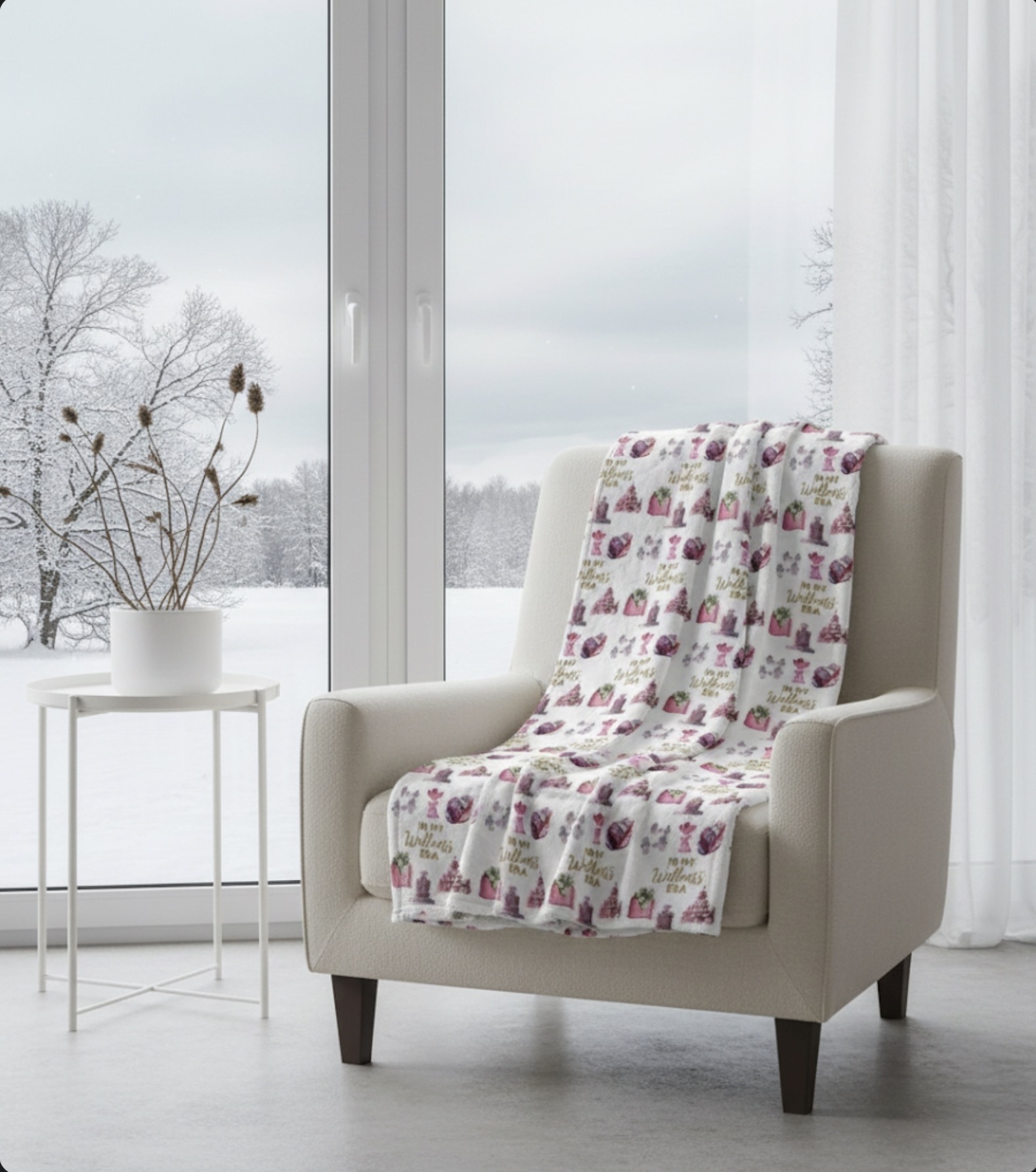 Wellness Spa Velvet Plush Blanket — Self Care Throw with Massage &amp; Relaxation Motifs product thumbnail image