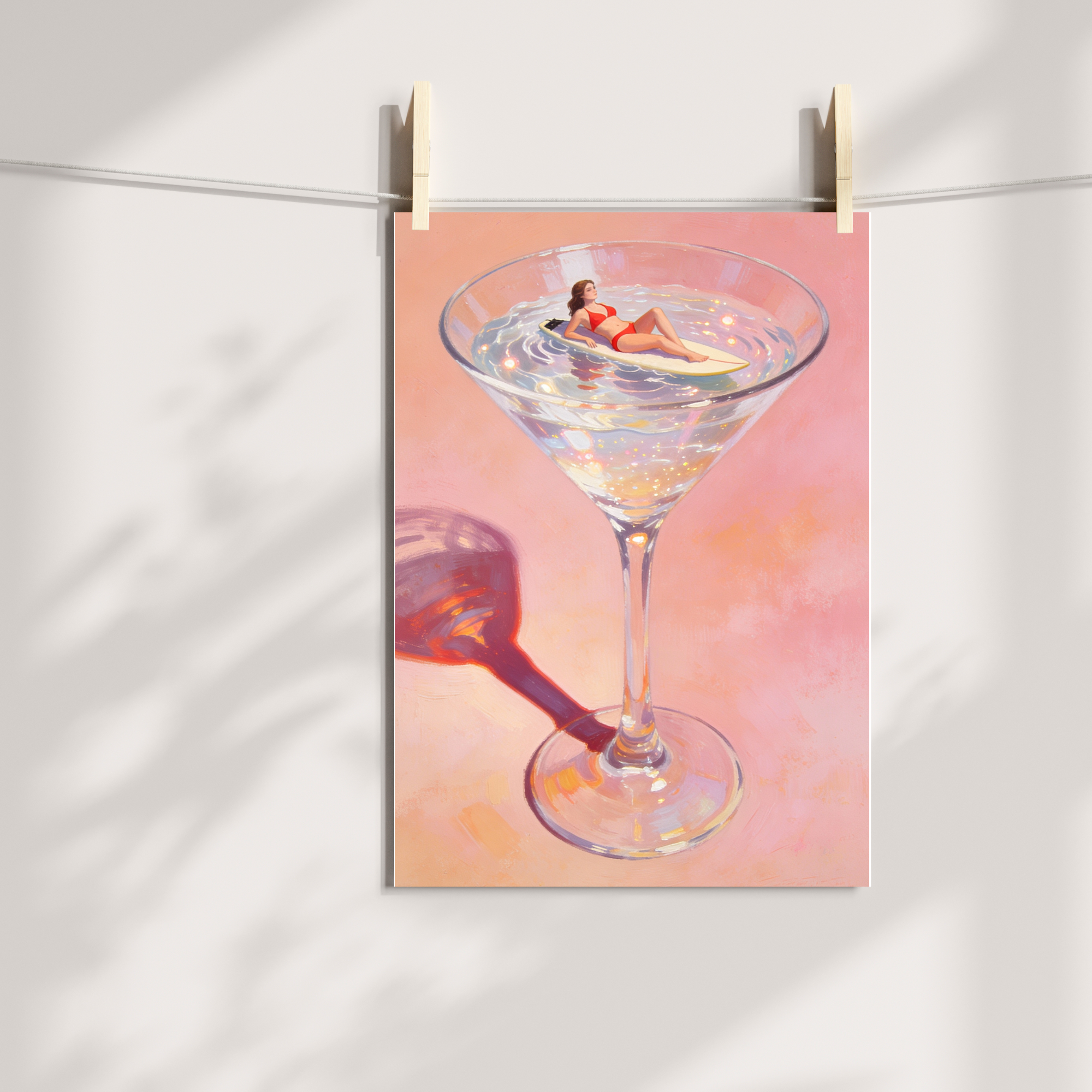 Martini Surfer Poster | Coastal Bar Decor | Pink Beach House Wall Art | Surfer Girl Retro Print | Cocktail Artwork | Summer Aesthetic Art product thumbnail image Martini Surfer Poster | Coastal Bar Decor | Pink Beach House Wall Art | Surfer Girl Retro Print | Cocktail Artwork | Summer Aesthetic Art product thumbnail image