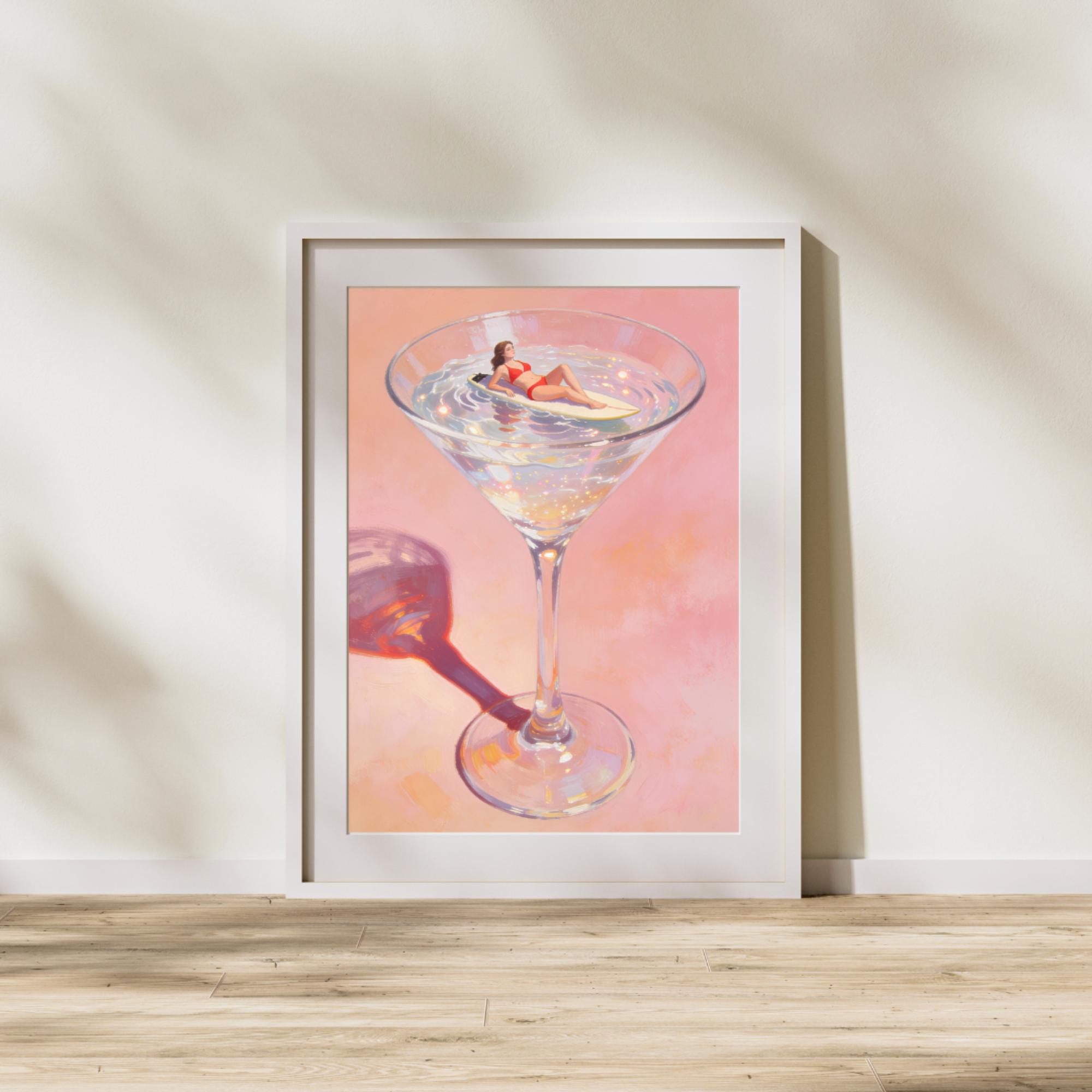 Martini Surfer Poster | Coastal Bar Decor | Pink Beach House Wall Art | Surfer Girl Retro Print | Cocktail Artwork | Summer Aesthetic Art product thumbnail image Martini Surfer Poster | Coastal Bar Decor | Pink Beach House Wall Art | Surfer Girl Retro Print | Cocktail Artwork | Summer Aesthetic Art product thumbnail image