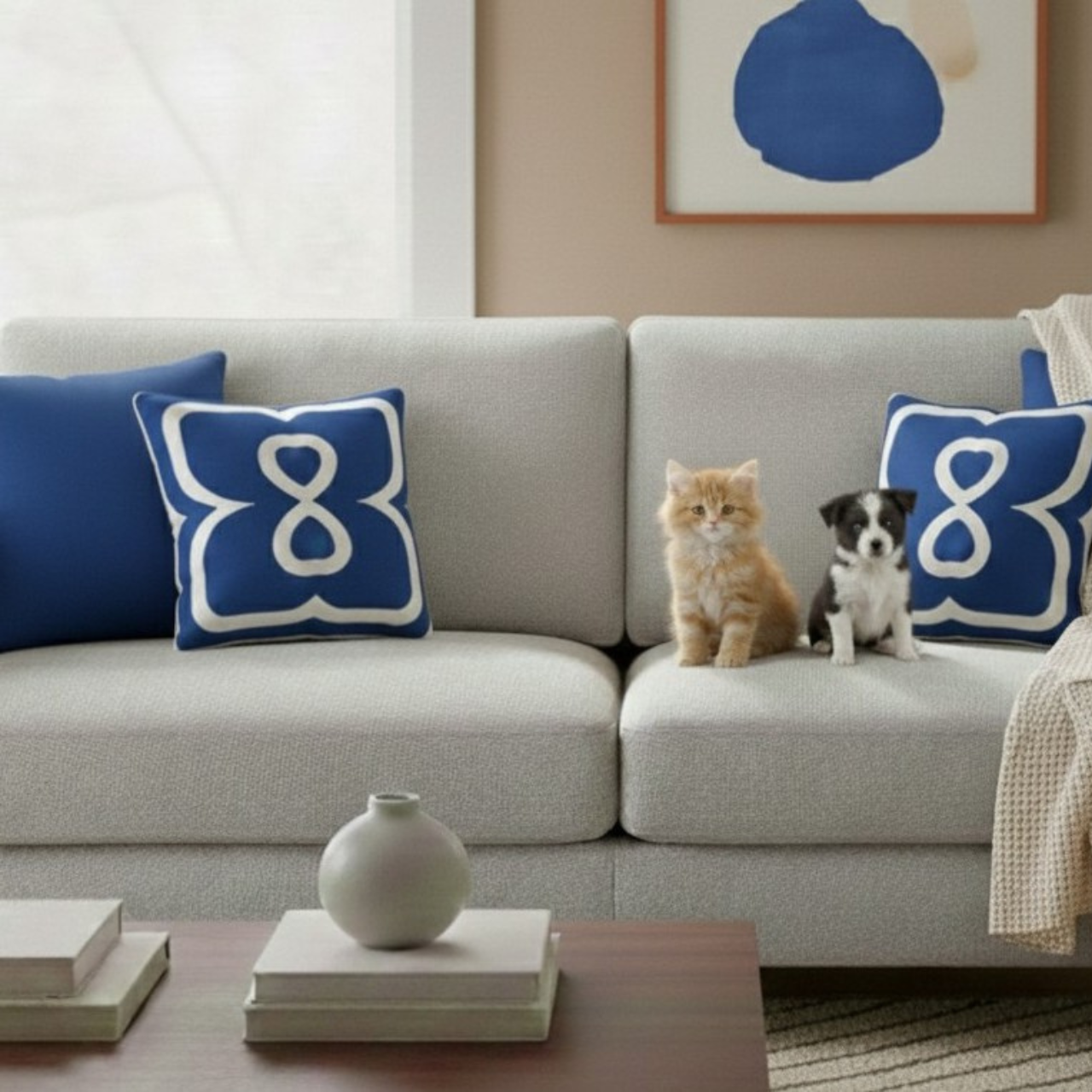 Egyptian Blue EL Line - Faux Suede Square Pillowcase product thumbnail image Egyptian Blue EL Line - Faux Suede Square Pillowcase product thumbnail image