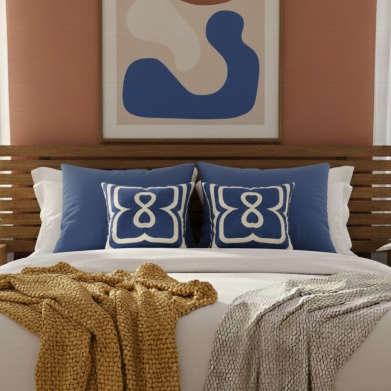 Egyptian Blue EL Line - Faux Suede Square Pillowcase product thumbnail image Egyptian Blue EL Line - Faux Suede Square Pillowcase product thumbnail image