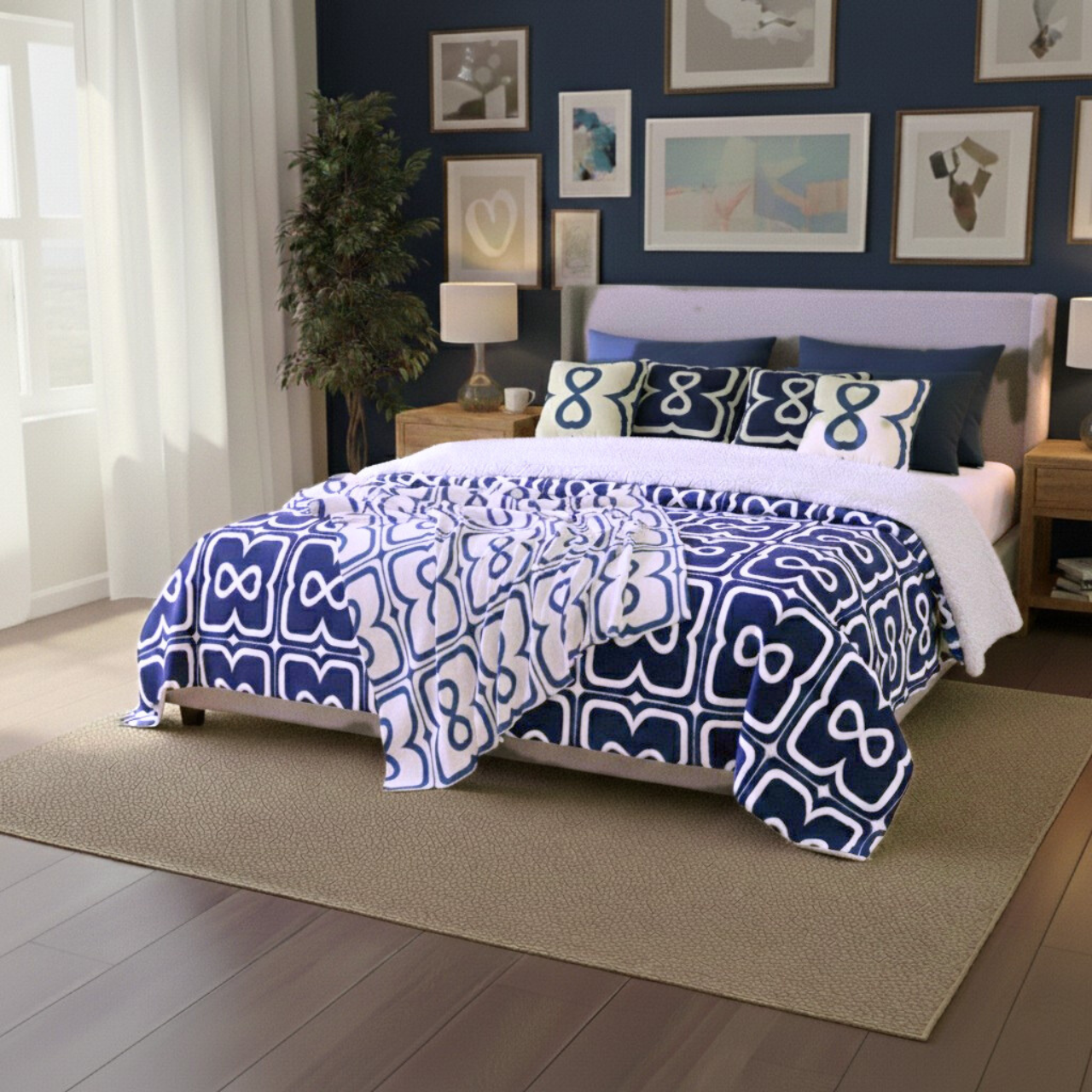 Egyptian Blue EL Line - Fleece Sherpa Blanket product thumbnail image Egyptian Blue EL Line - Fleece Sherpa Blanket product thumbnail image