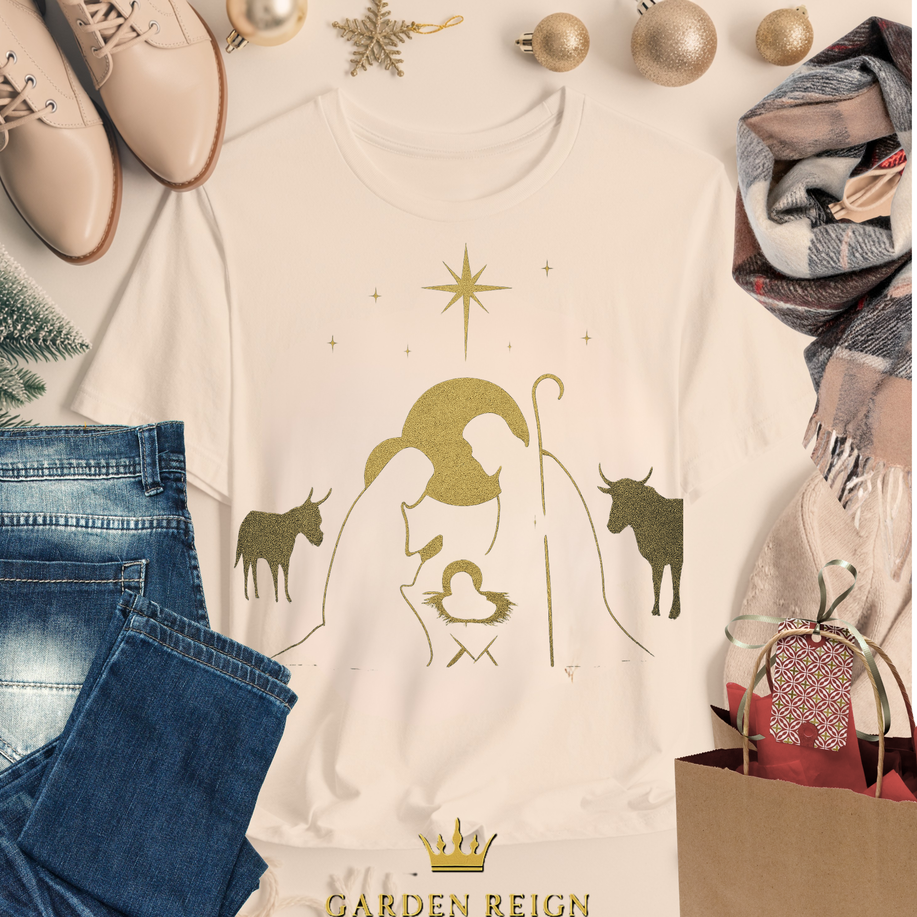 Nativity Silhouette in Gold Halo – Sacred Christmas Night product thumbnail image Nativity Silhouette in Gold Halo – Sacred Christmas Night product thumbnail image
