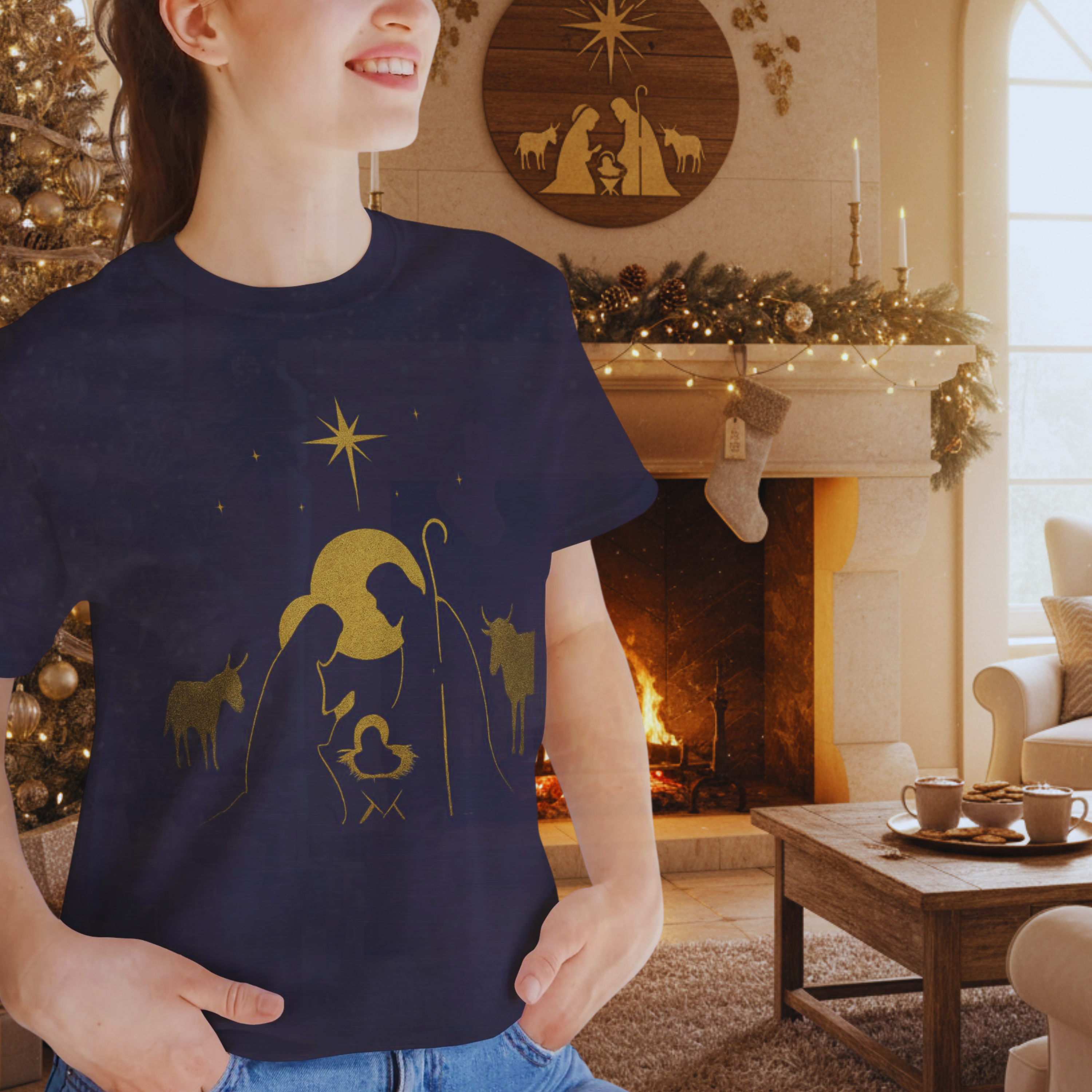 Nativity Silhouette in Gold Halo – Sacred Christmas Night product thumbnail image Nativity Silhouette in Gold Halo – Sacred Christmas Night product thumbnail image