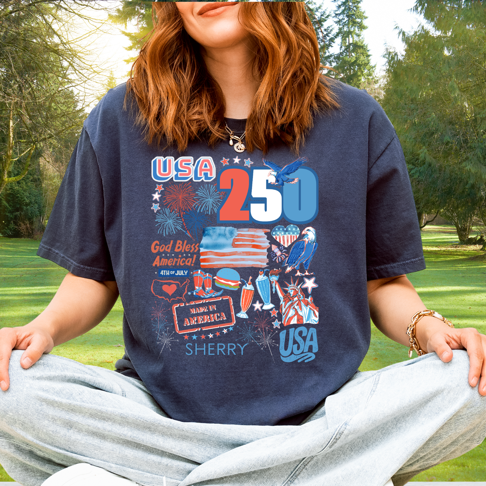 USA 250 Anniversary Personalized Patriotic Eagle T-shirt | America's Birthday product thumbnail image