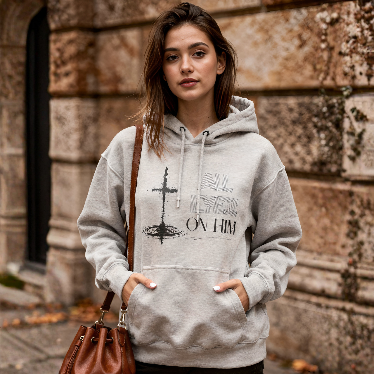 All Eyez On Him Fleece Hoodie — Christian Cross Inspirational Sweatshirt