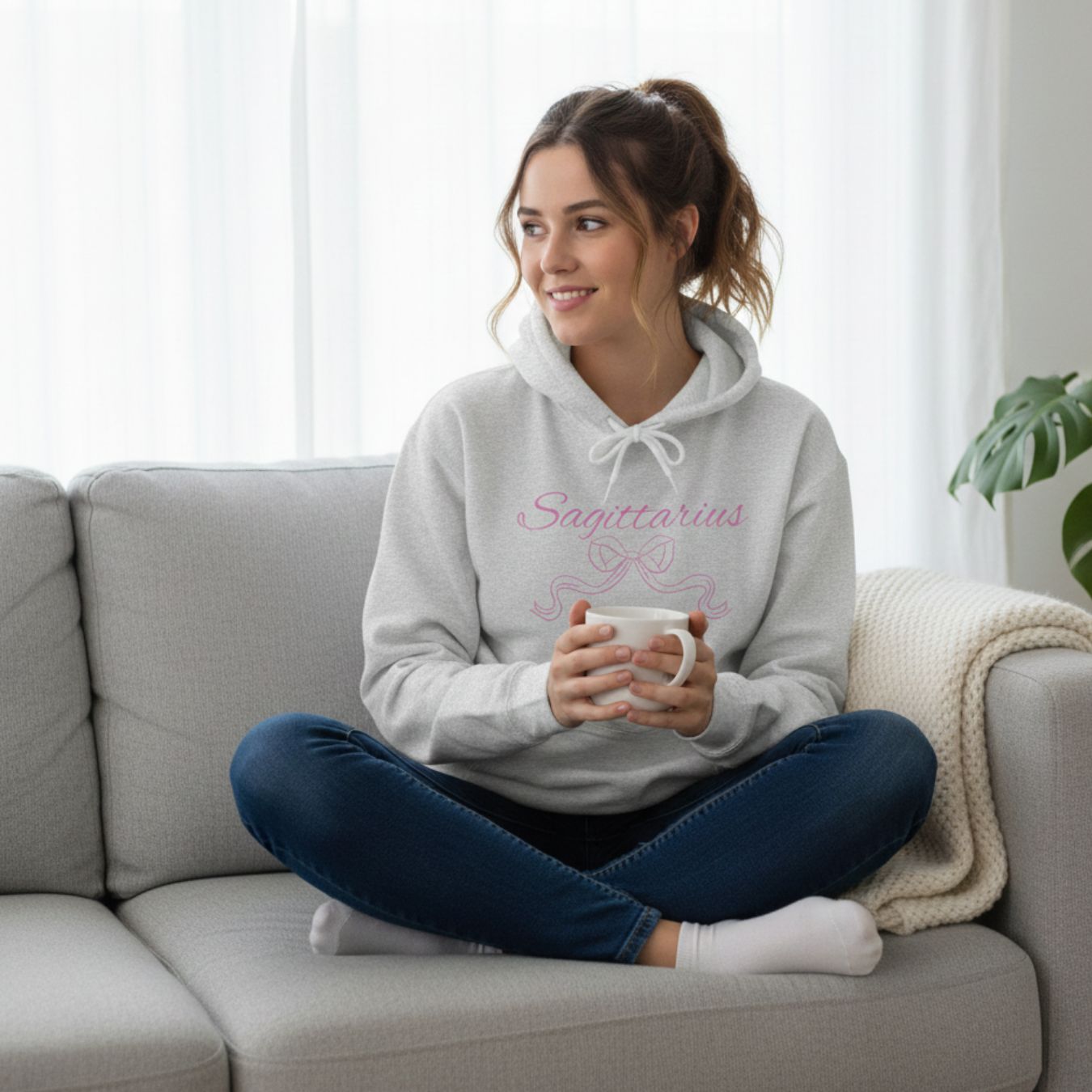 Sagittarius Pink Script Hoodie Feminine Zodiac Sweatshirt, Astrology Gift product thumbnail image Sagittarius Pink Script Hoodie Feminine Zodiac Sweatshirt, Astrology Gift product thumbnail image
