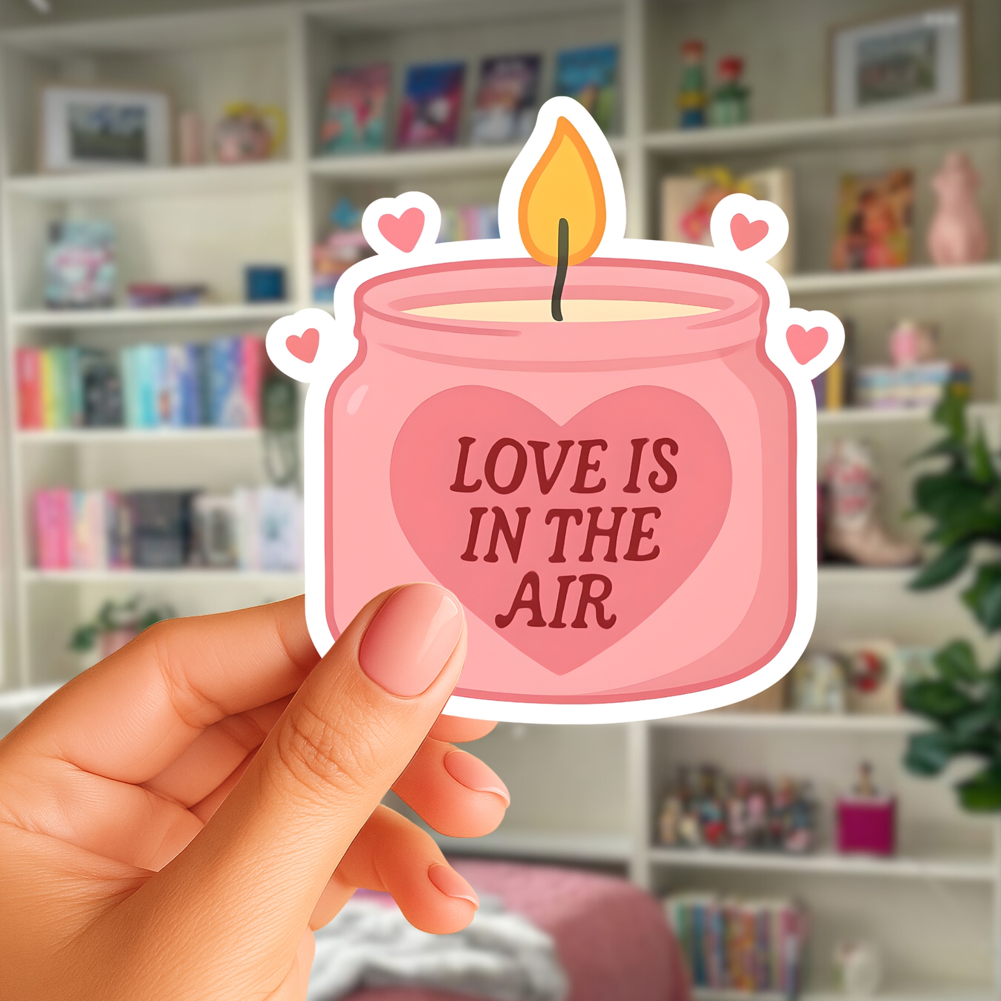 Love Is In The Air Candle Sticker — Pink Romantic Kiss-Cut Vinyl Sticker for Laptops & Gifts product thumbnail image Love Is In The Air Candle Sticker — Pink Romantic Kiss-Cut Vinyl Sticker for Laptops & Gifts product thumbnail image