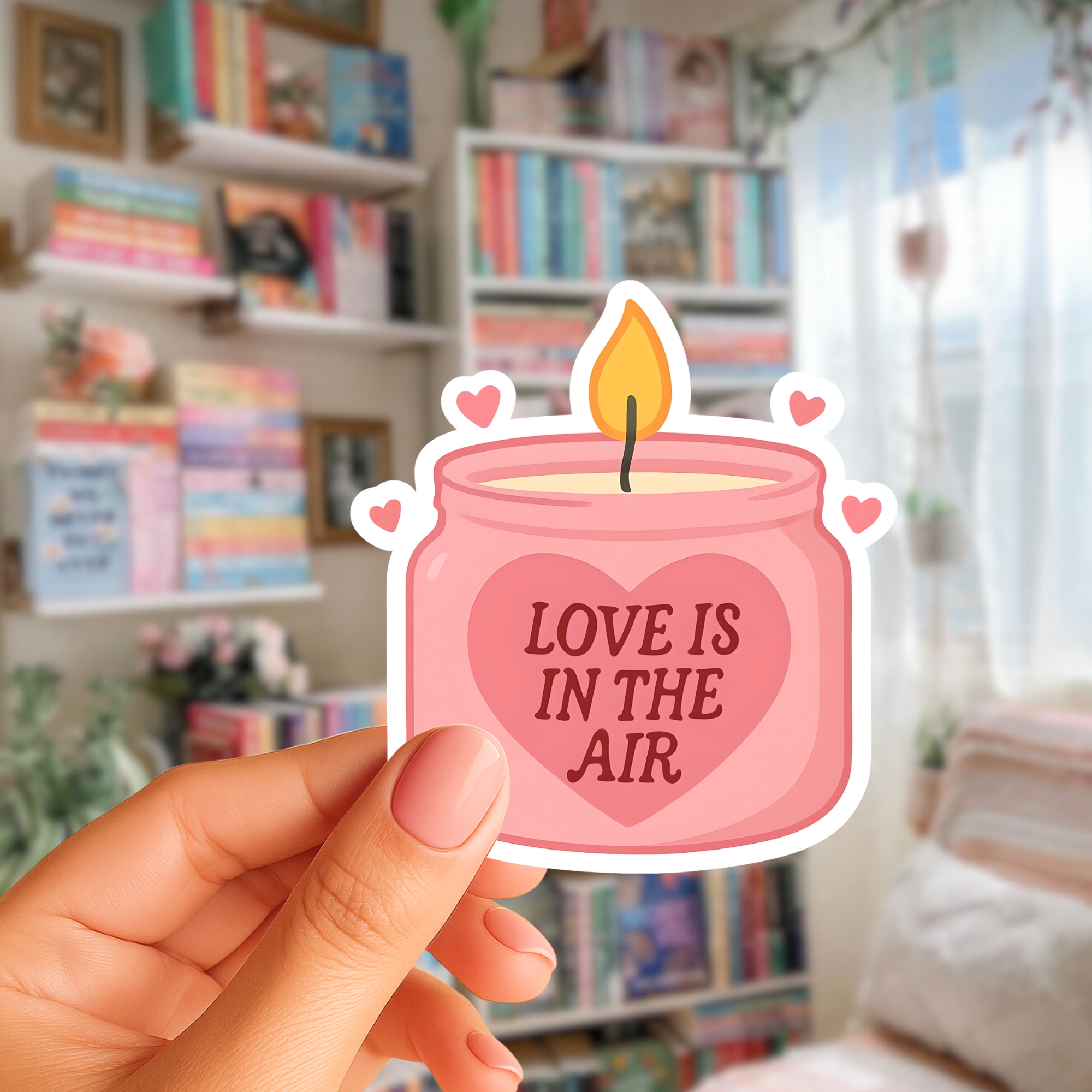 Love Is In The Air Candle Sticker — Pink Romantic Kiss-Cut Vinyl Sticker for Laptops & Gifts product thumbnail image Love Is In The Air Candle Sticker — Pink Romantic Kiss-Cut Vinyl Sticker for Laptops & Gifts product thumbnail image