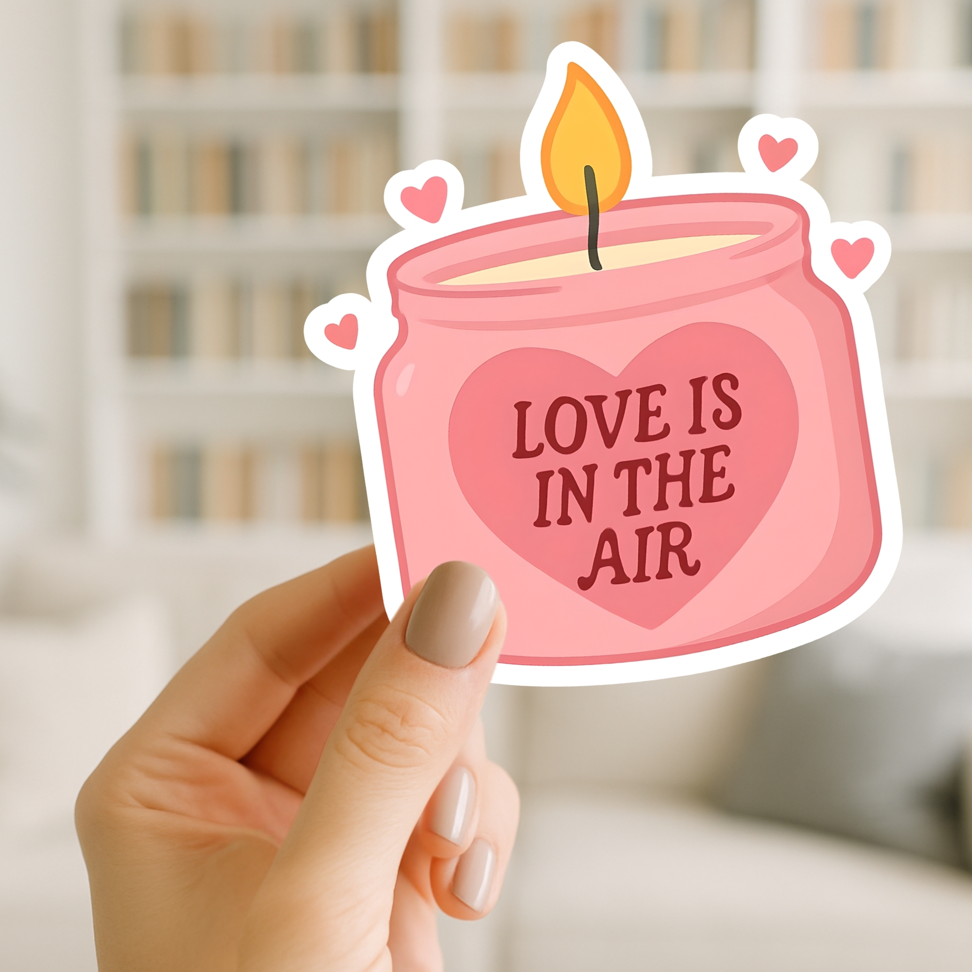 Love Is In The Air Candle Sticker — Pink Romantic Kiss-Cut Vinyl Sticker for Laptops & Gifts product thumbnail image Love Is In The Air Candle Sticker — Pink Romantic Kiss-Cut Vinyl Sticker for Laptops & Gifts product thumbnail image