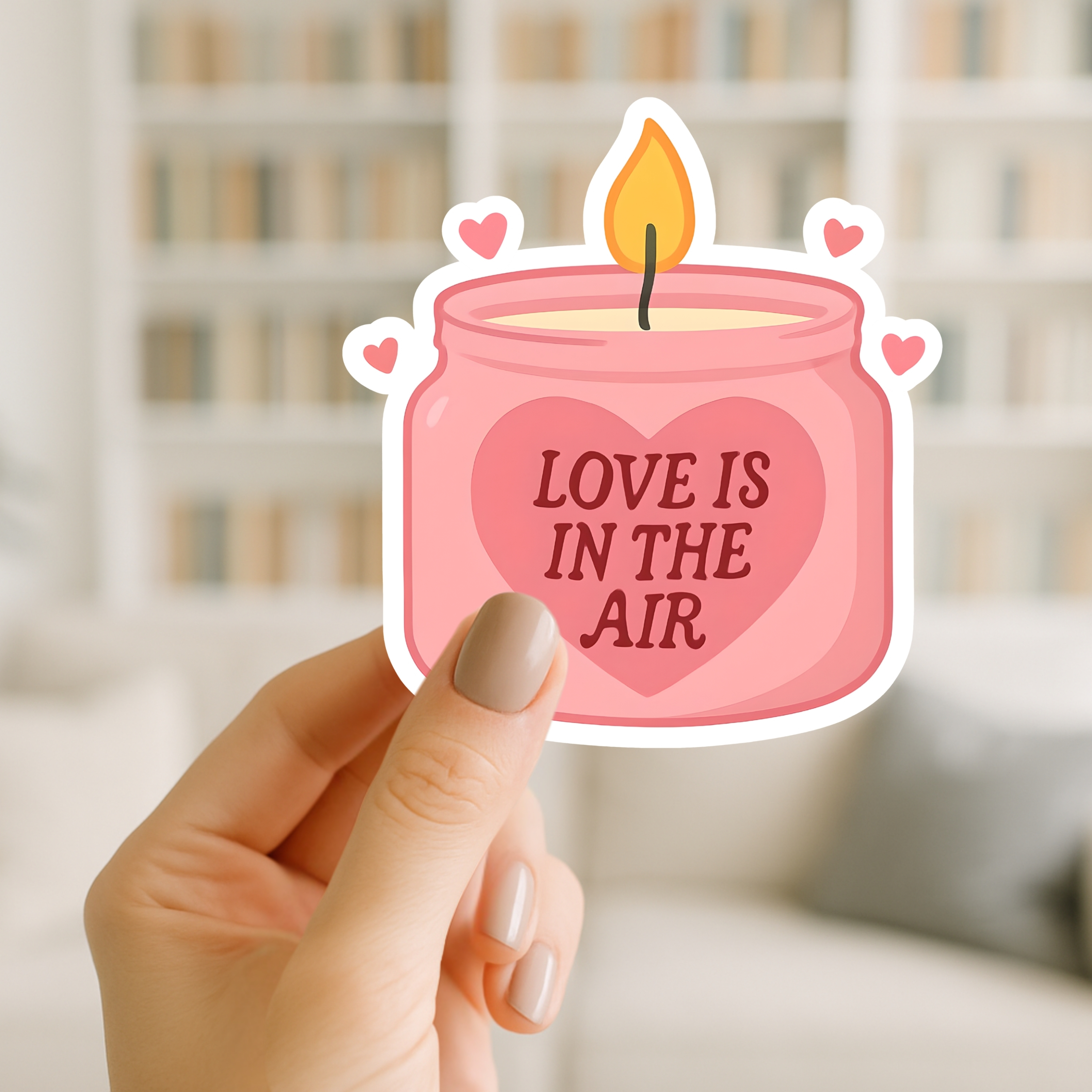 Love Is In The Air Candle Sticker — Pink Romantic Kiss-Cut Vinyl Sticker for Laptops & Gifts product thumbnail image Love Is In The Air Candle Sticker — Pink Romantic Kiss-Cut Vinyl Sticker for Laptops & Gifts product thumbnail image