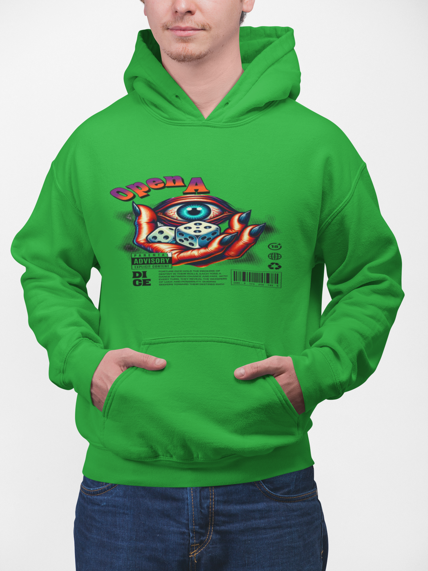 Fate's Gamble: Cyberpunk AI Dice Odyssey — Surreal Graphic AI Design Artwork Customizable AI Wearable Hoodie product thumbnail image Fate's Gamble: Cyberpunk AI Dice Odyssey — Surreal Graphic AI Design Artwork Customizable AI Wearable Hoodie product thumbnail image