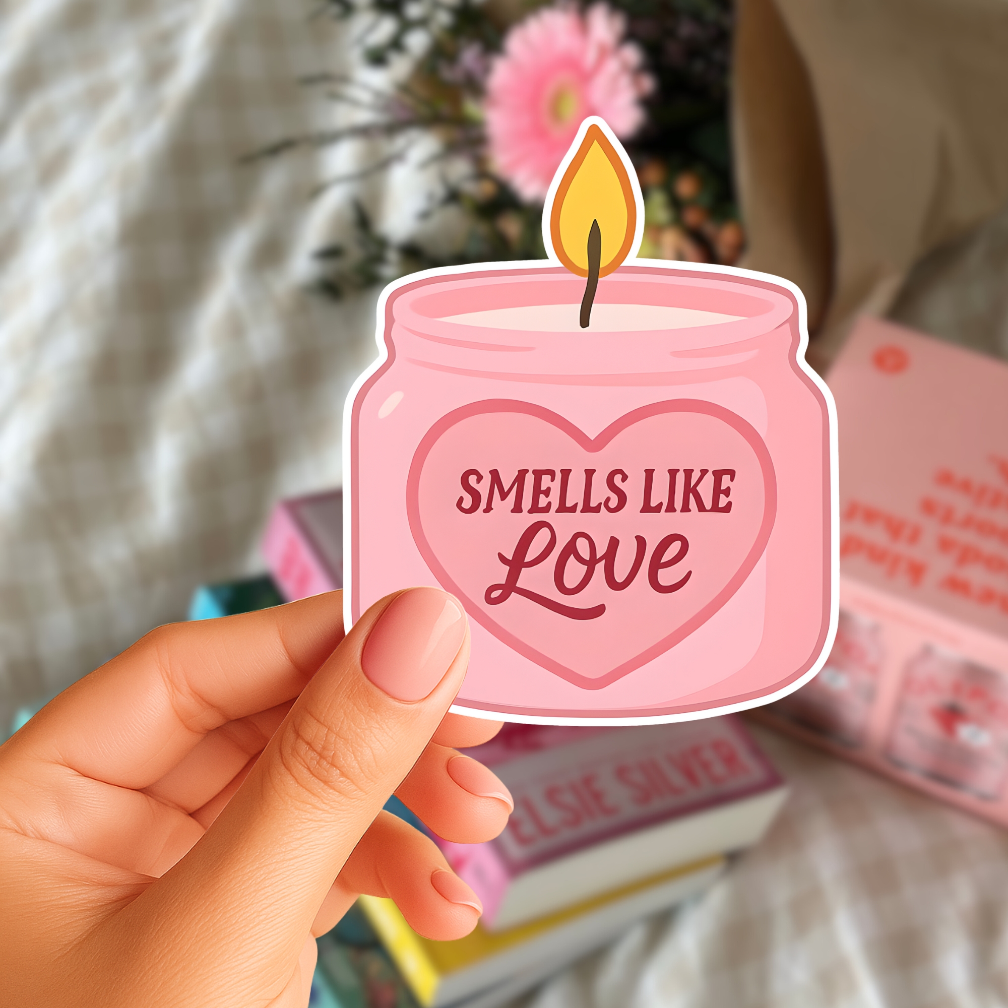 Kiss-Cut Sticker Pink Candle Smells Like Love Valentine Laptop Sticker product thumbnail image Kiss-Cut Sticker Pink Candle Smells Like Love Valentine Laptop Sticker product thumbnail image