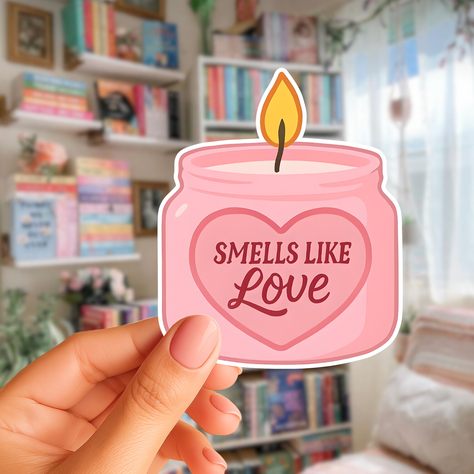 Kiss-Cut Sticker Pink Candle Smells Like Love Valentine Laptop Sticker product thumbnail image Kiss-Cut Sticker Pink Candle Smells Like Love Valentine Laptop Sticker product thumbnail image
