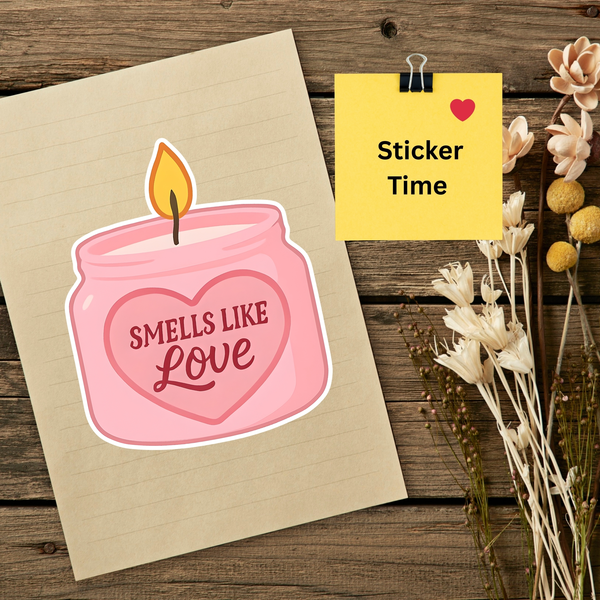 Kiss-Cut Sticker Pink Candle Smells Like Love Valentine Laptop Sticker product thumbnail image Kiss-Cut Sticker Pink Candle Smells Like Love Valentine Laptop Sticker product thumbnail image