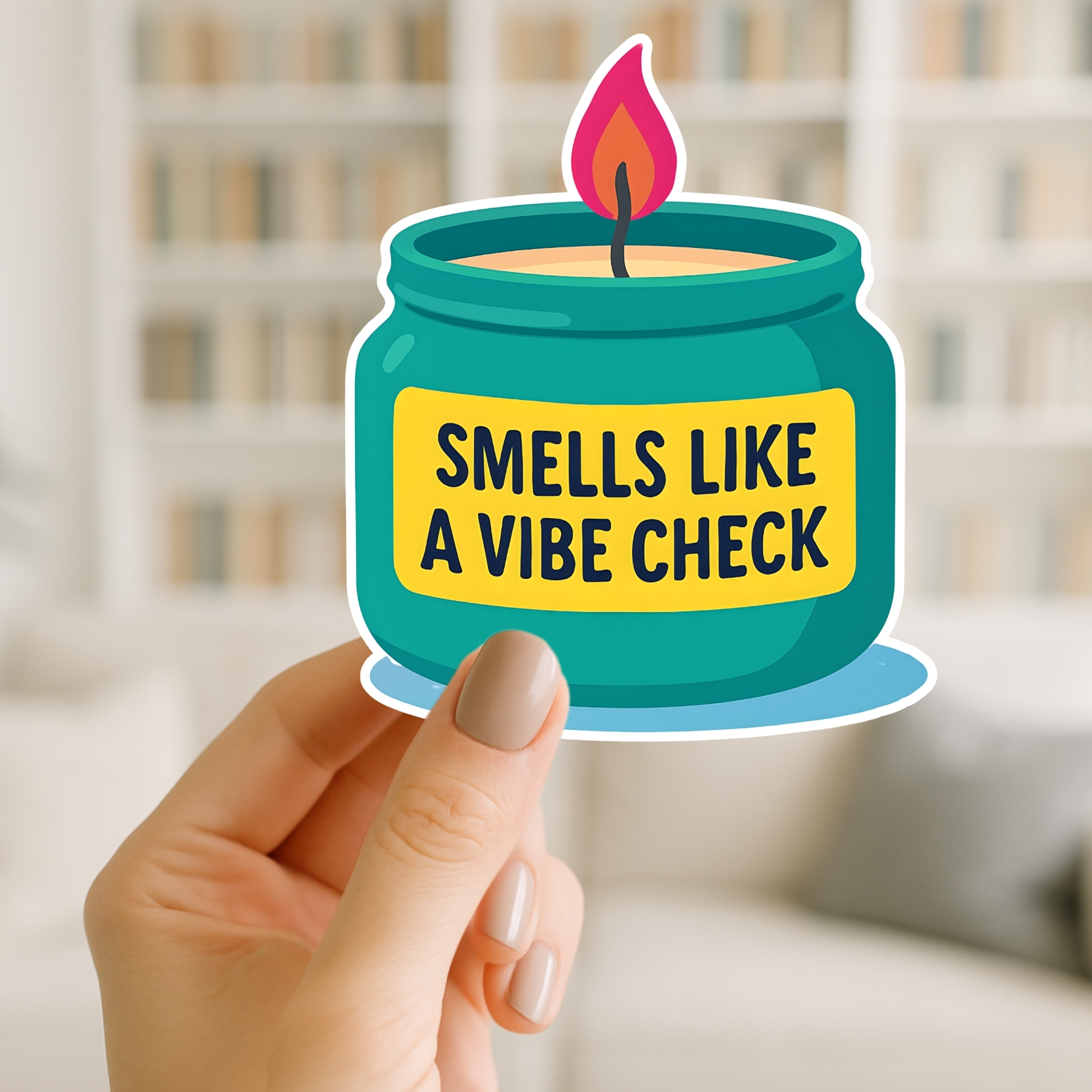 Sticker "Smells Like a Vibe Check" Candle Kiss-Cut Sticker product thumbnail image Sticker "Smells Like a Vibe Check" Candle Kiss-Cut Sticker product thumbnail image