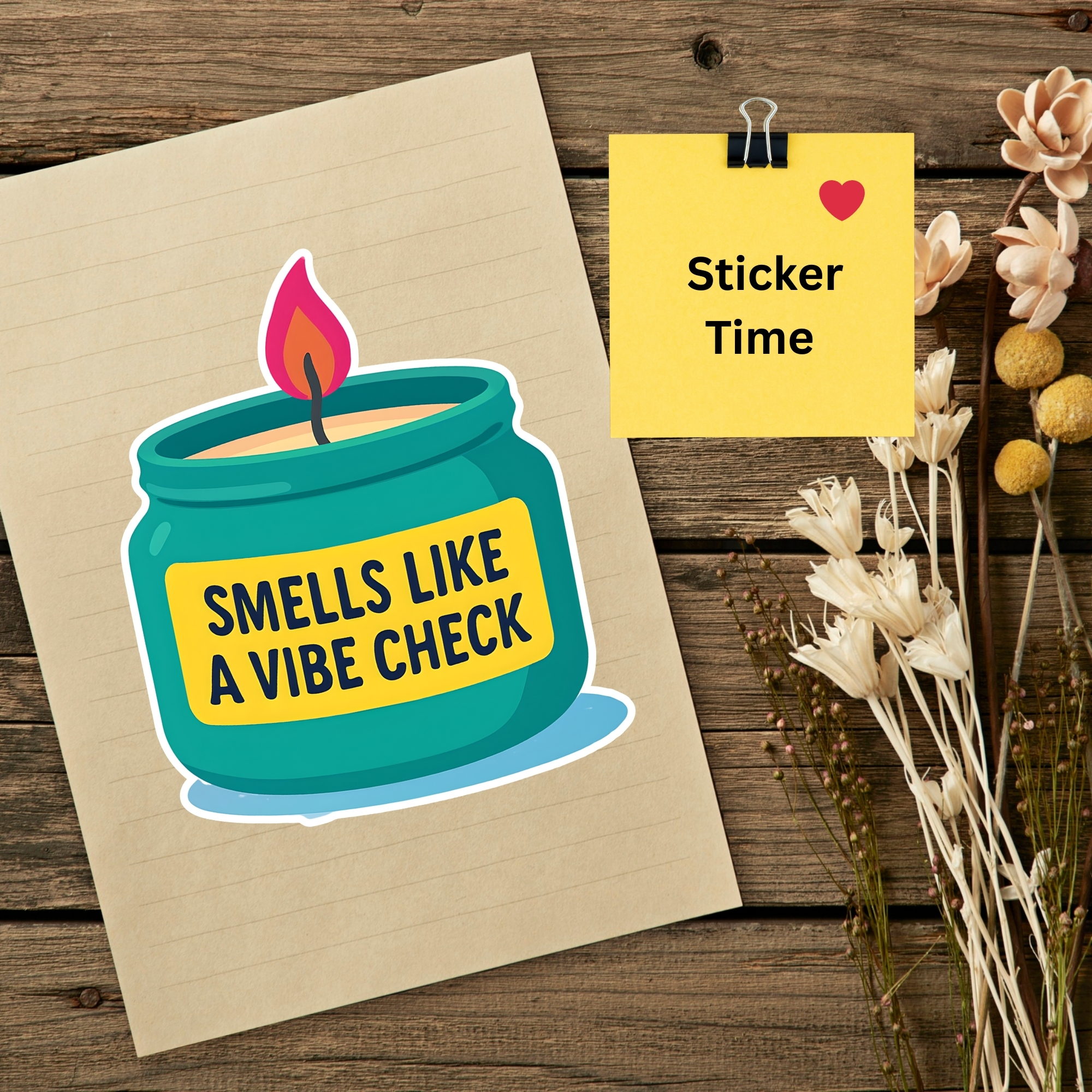 Sticker "Smells Like a Vibe Check" Candle Kiss-Cut Sticker product thumbnail image Sticker "Smells Like a Vibe Check" Candle Kiss-Cut Sticker product thumbnail image