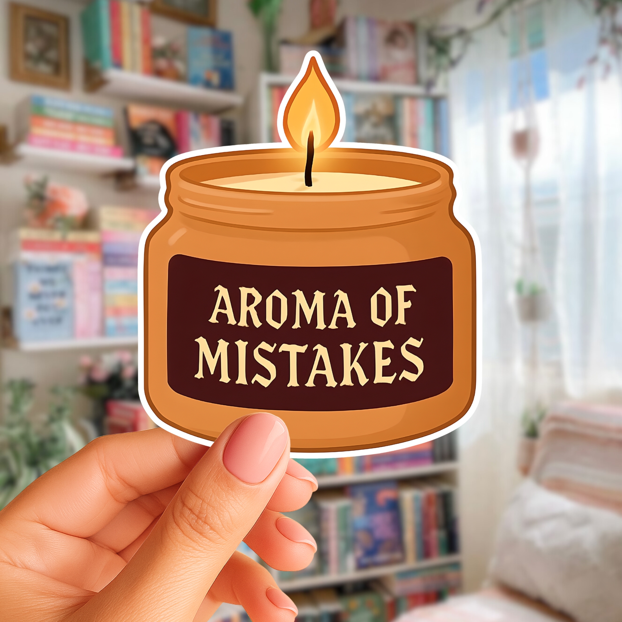 Aroma of Mistakes Sticker — Funny Candle Kiss-Cut Sticker for Laptops & Journals product thumbnail image Aroma of Mistakes Sticker — Funny Candle Kiss-Cut Sticker for Laptops & Journals product thumbnail image