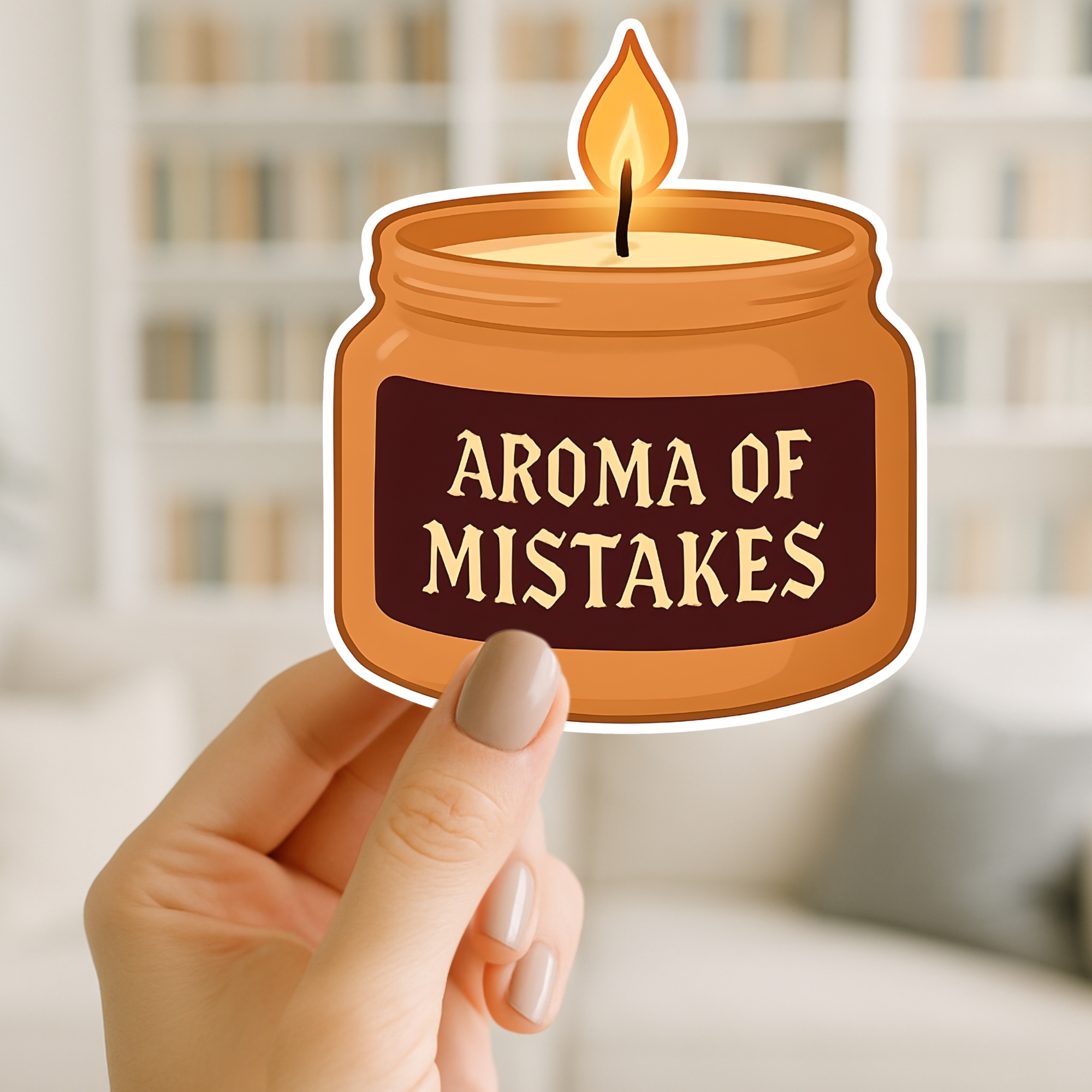 Aroma of Mistakes Sticker — Funny Candle Kiss-Cut Sticker for Laptops & Journals product thumbnail image Aroma of Mistakes Sticker — Funny Candle Kiss-Cut Sticker for Laptops & Journals product thumbnail image