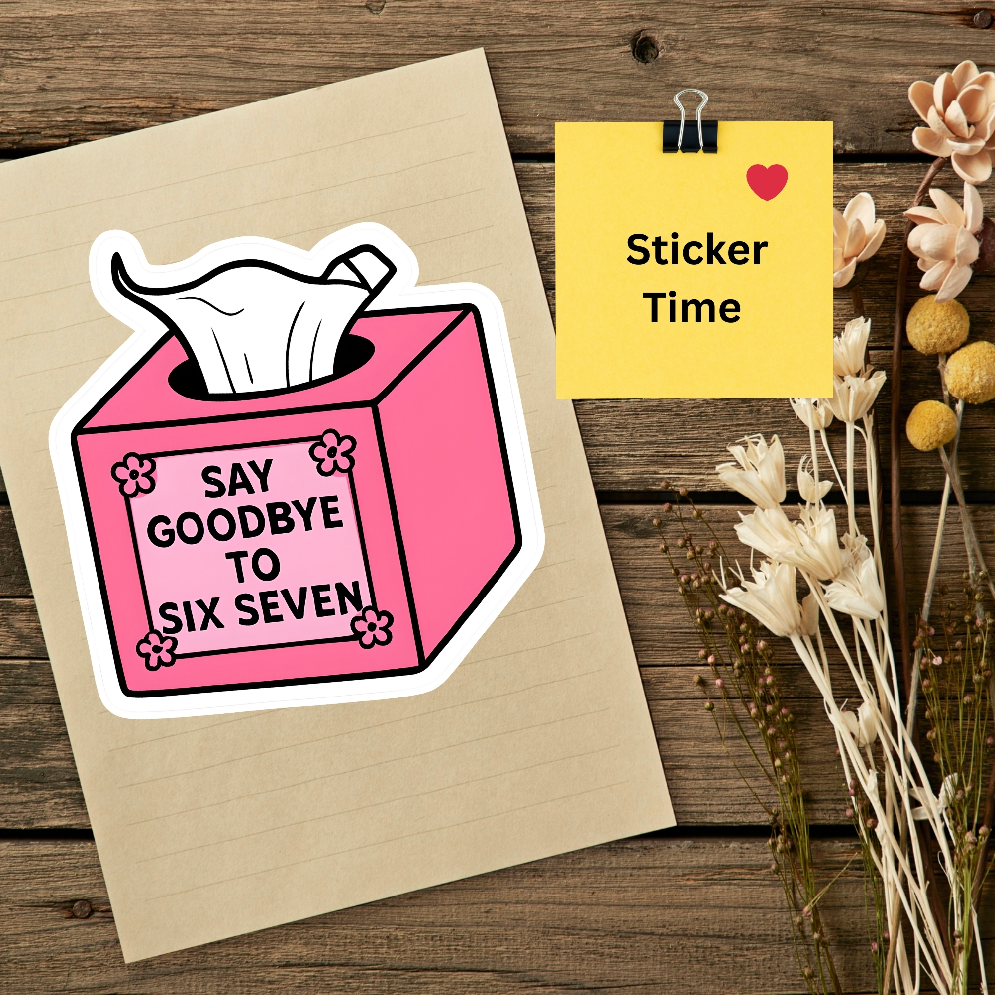 67 Sticker Pink Tissue Box "Say Goodbye to Six Seven" product thumbnail image 67 Sticker Pink Tissue Box "Say Goodbye to Six Seven" product thumbnail image