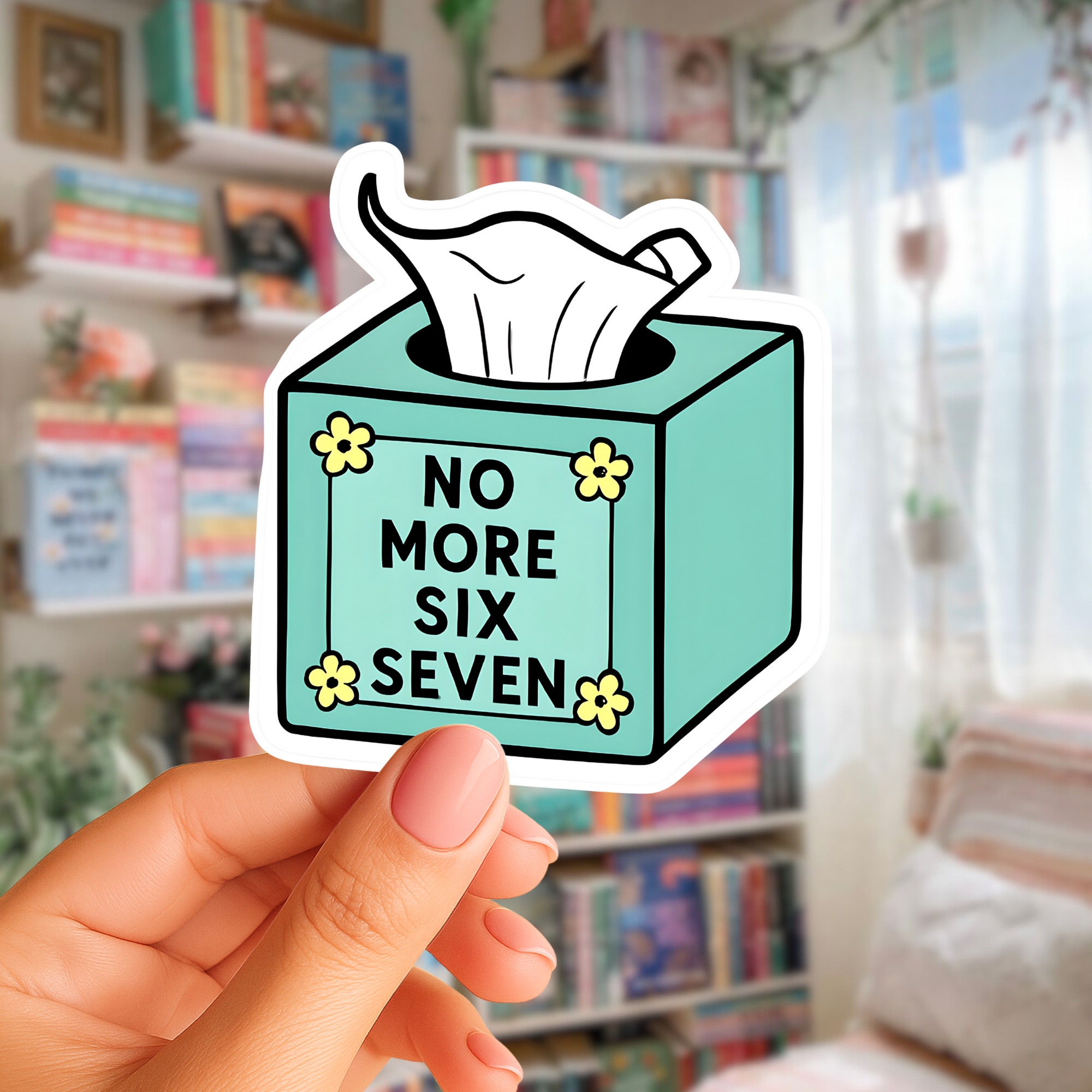 Tissue Box Sticker — "No More Six Seven" Cute Pastel Kiss-Cut Sticker for Laptops & Journals product thumbnail image Tissue Box Sticker — "No More Six Seven" Cute Pastel Kiss-Cut Sticker for Laptops & Journals product thumbnail image
