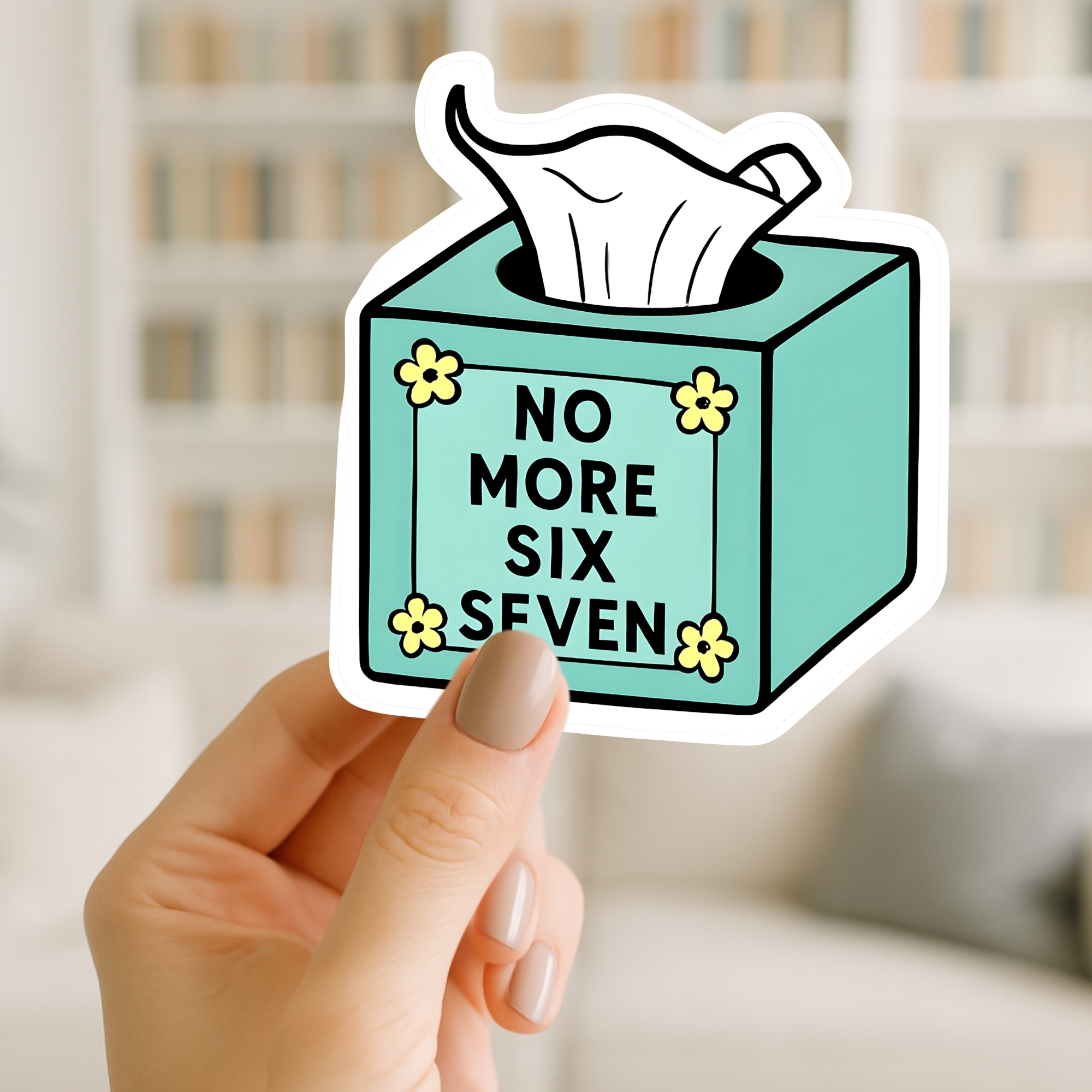 Tissue Box Sticker — "No More Six Seven" Cute Pastel Kiss-Cut Sticker for Laptops & Journals product thumbnail image Tissue Box Sticker — "No More Six Seven" Cute Pastel Kiss-Cut Sticker for Laptops & Journals product thumbnail image