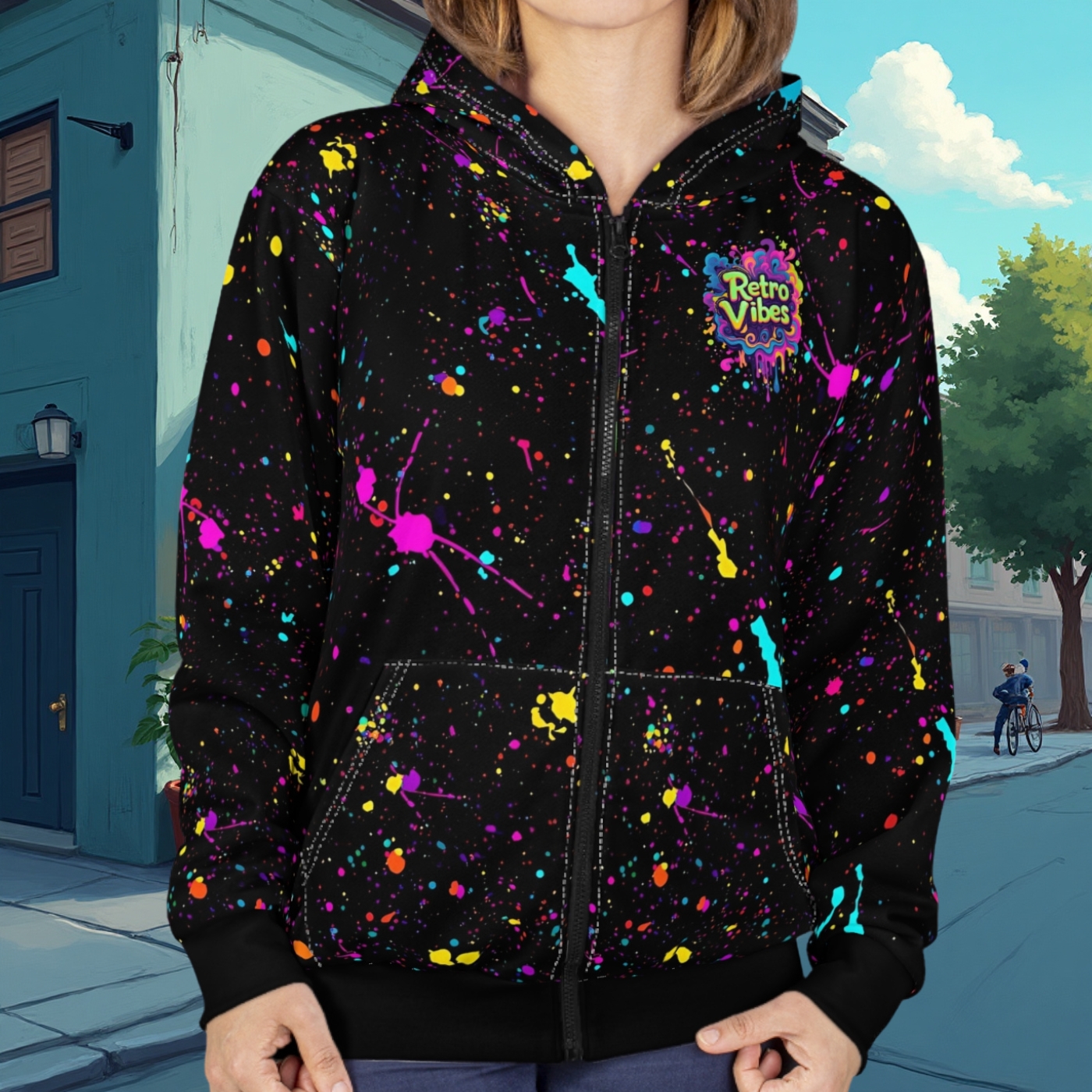 Unisex Zip Hoodie (AOP) Retro Vibes