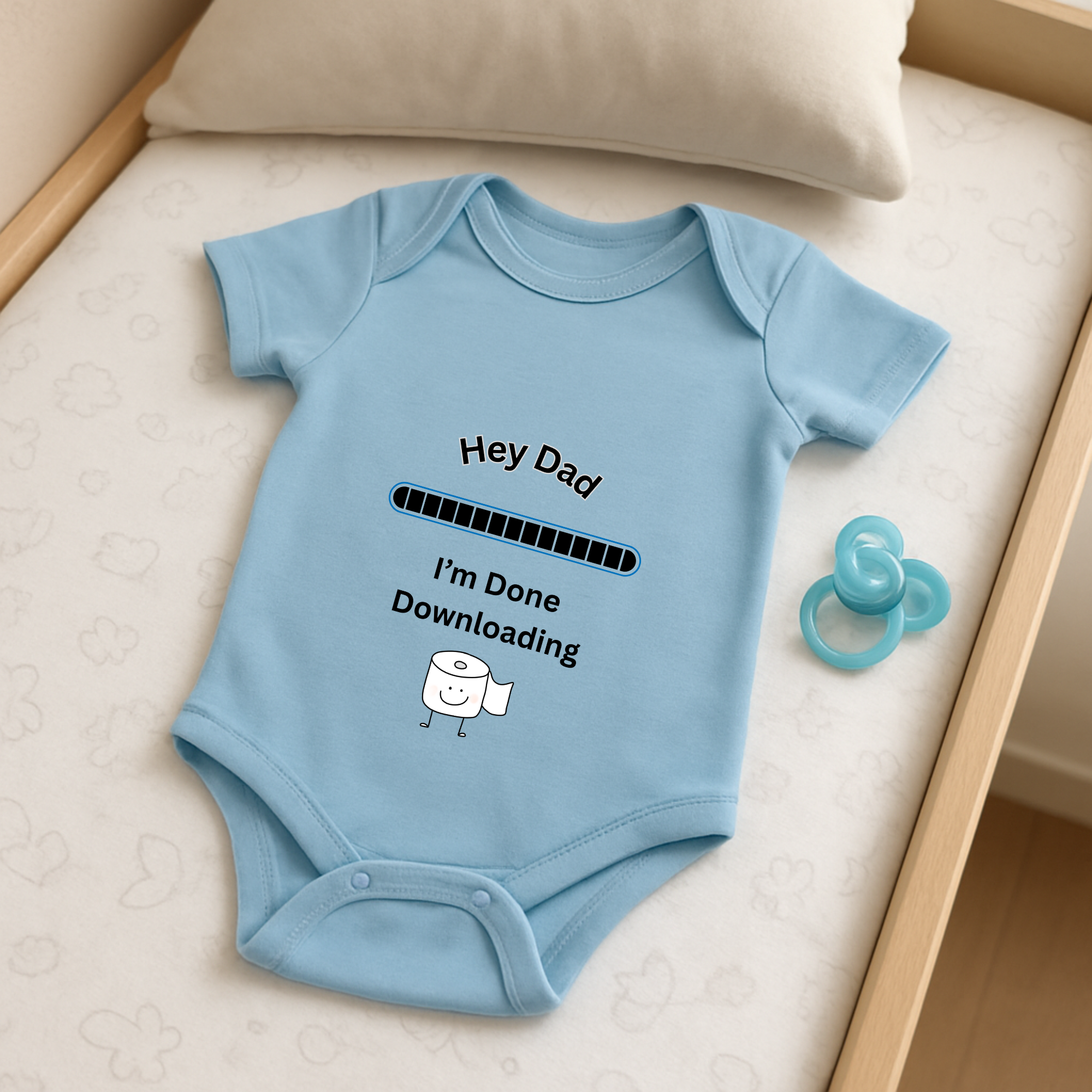 Hey Dad I’m Done Downloading Baby Bodysuit Funny Infant One Piece | New Dad Gift Tech Humor Baby Shower Outfit