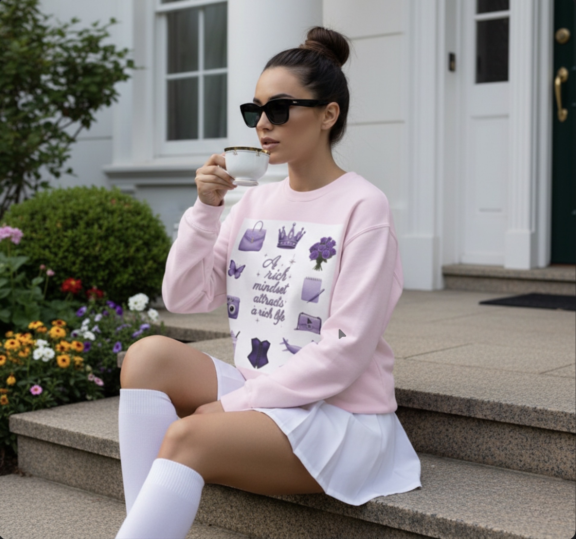 Crewneck Sweatshirt — "A Rich Mindset Attracts a Rich Life" Purple Luxe Icons product thumbnail image