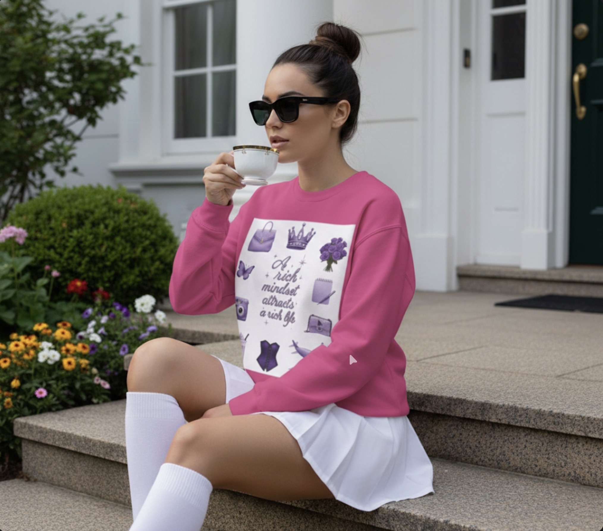 Crewneck Sweatshirt — "A Rich Mindset Attracts a Rich Life" Purple Luxe Icons product thumbnail image Crewneck Sweatshirt — "A Rich Mindset Attracts a Rich Life" Purple Luxe Icons product thumbnail image