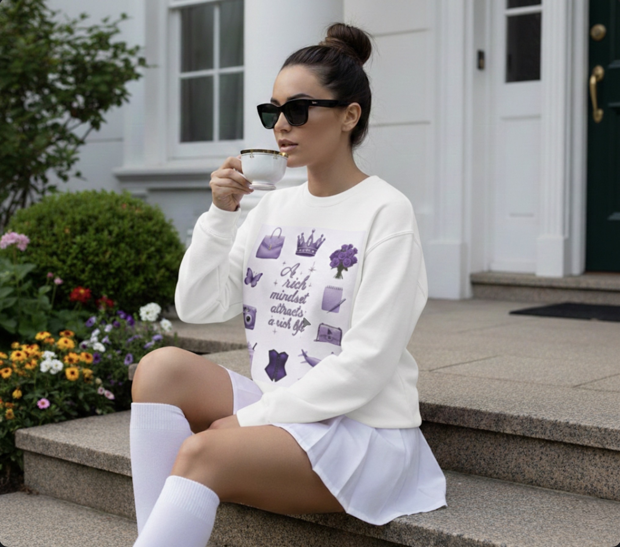 Crewneck Sweatshirt — "A Rich Mindset Attracts a Rich Life" Purple Luxe Icons product thumbnail image Crewneck Sweatshirt — "A Rich Mindset Attracts a Rich Life" Purple Luxe Icons product thumbnail image