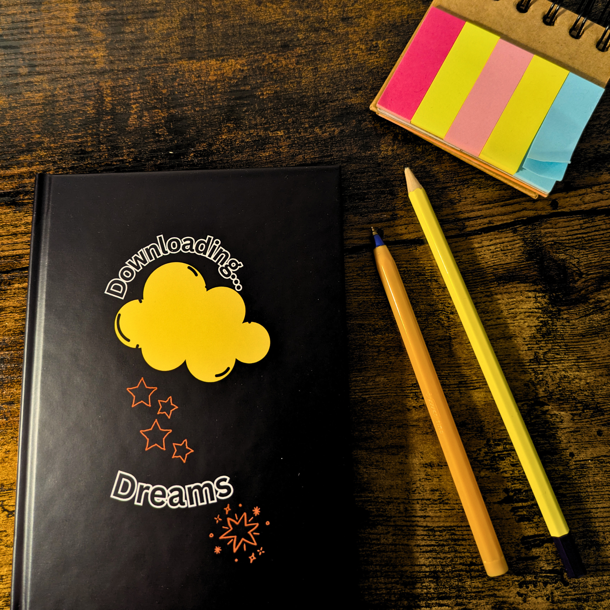 Black Hardback Journal - "Downloading Dreams" product thumbnail image Black Hardback Journal - "Downloading Dreams" product thumbnail image