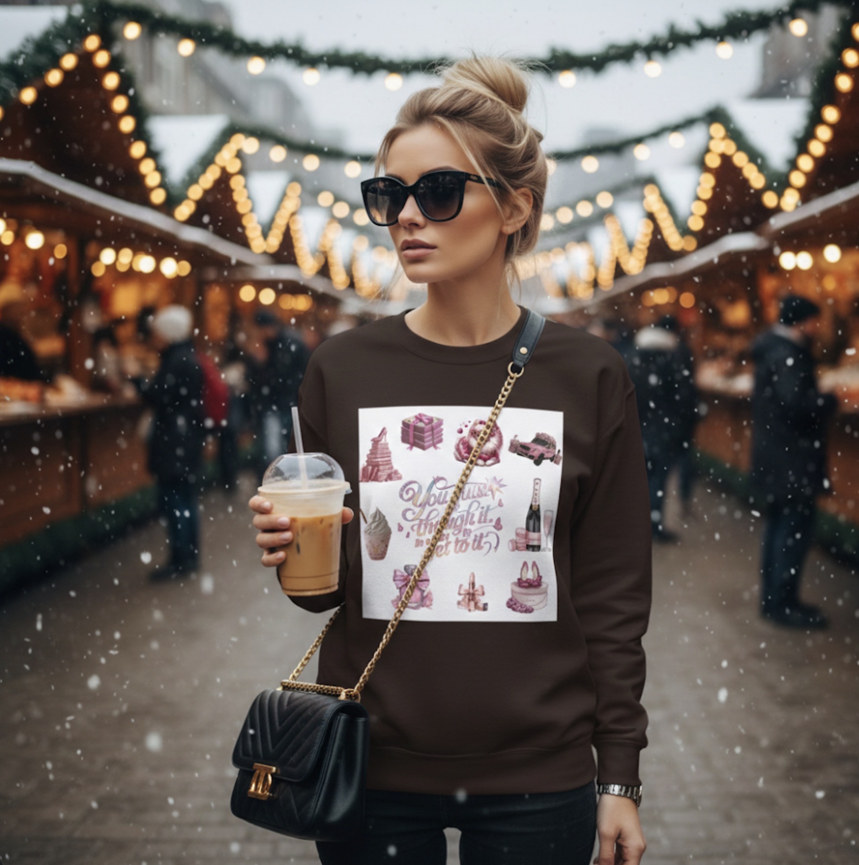 Crewneck Sweatshirt — 'I Thought It Was A Contest' Pink Luxury Gifts Design product thumbnail image